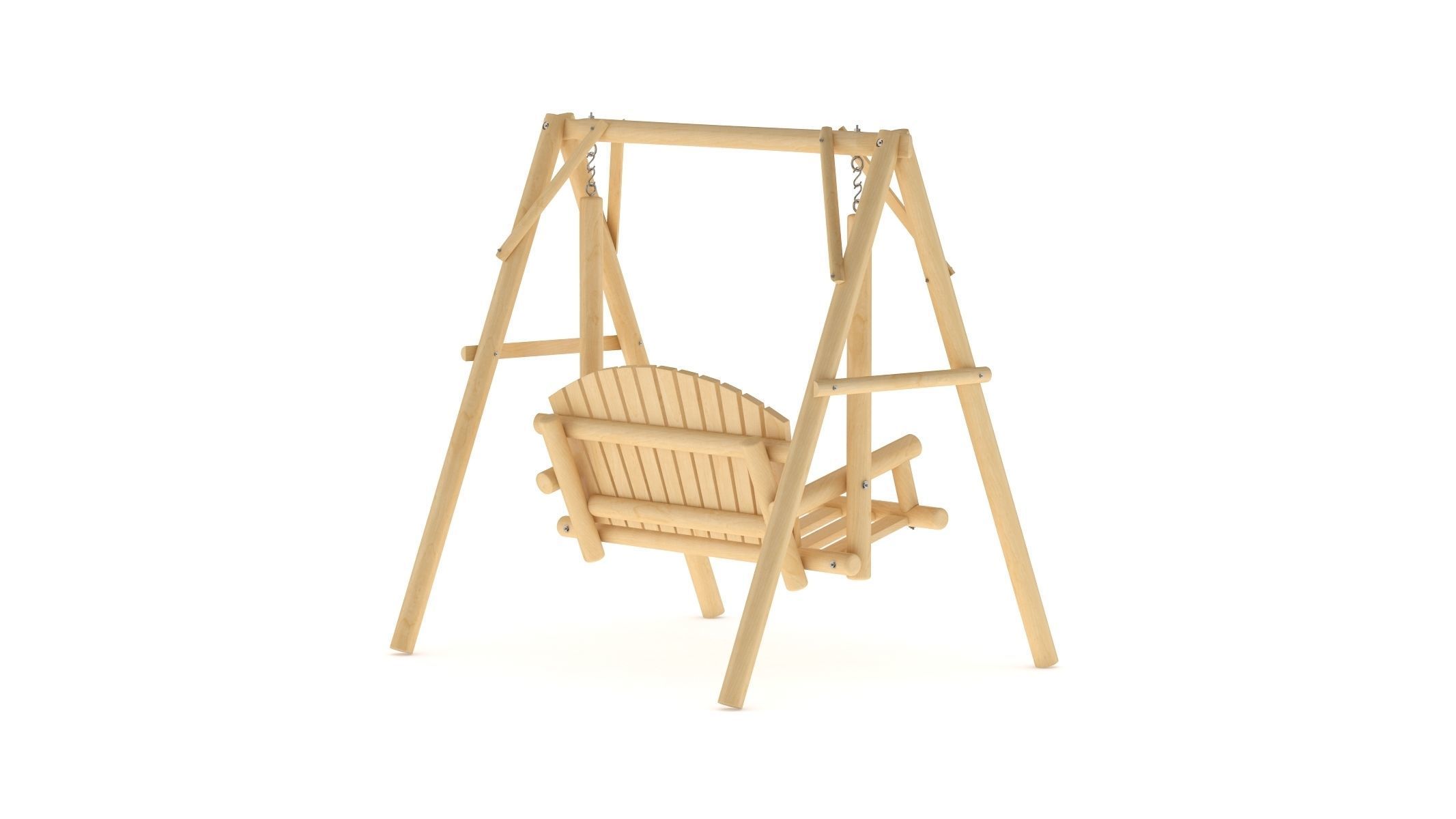 5 Wooden Swing Chairs Set 3D model_32