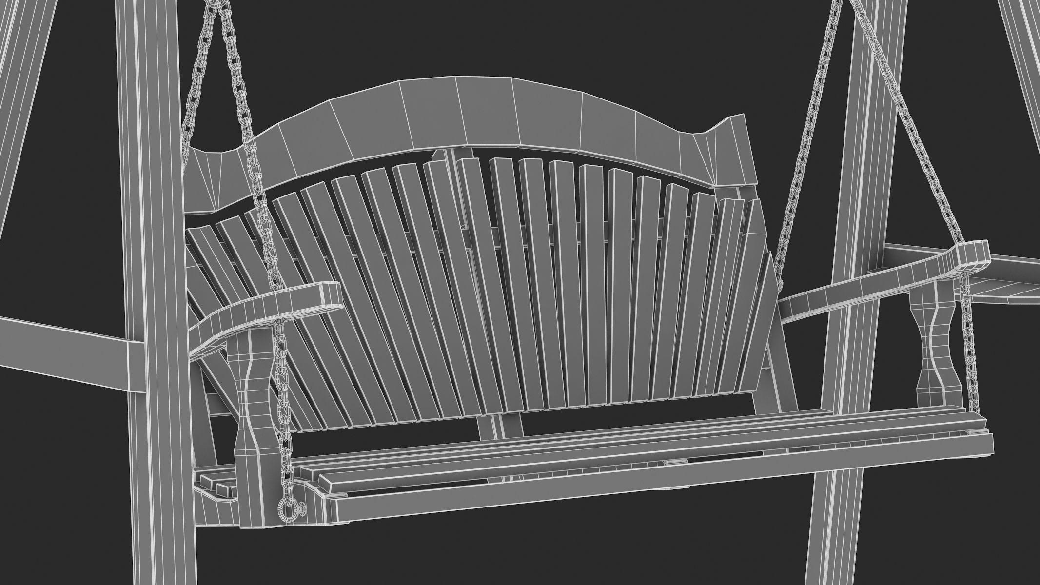 5 Wooden Swing Chairs Set 3D model_89