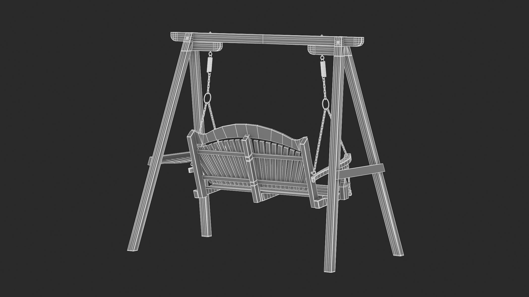 5 Wooden Swing Chairs Set 3D model_84