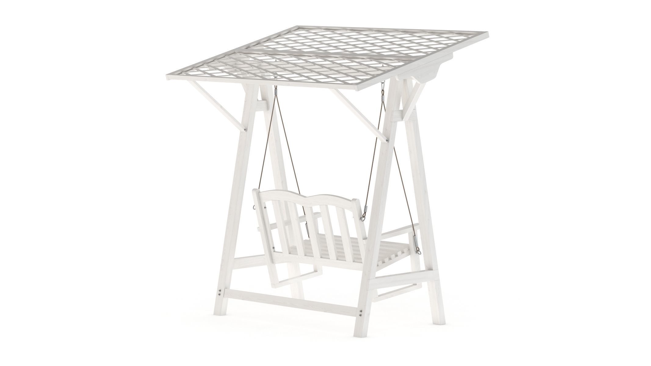 5 Wooden Swing Chairs Set 3D model_2