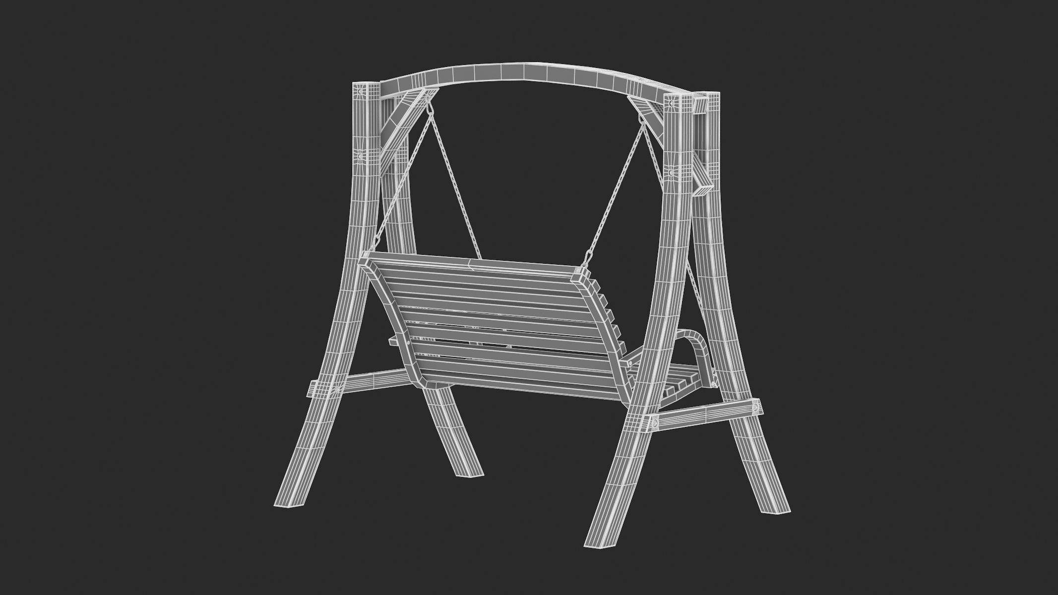 5 Wooden Swing Chairs Set 3D model_26