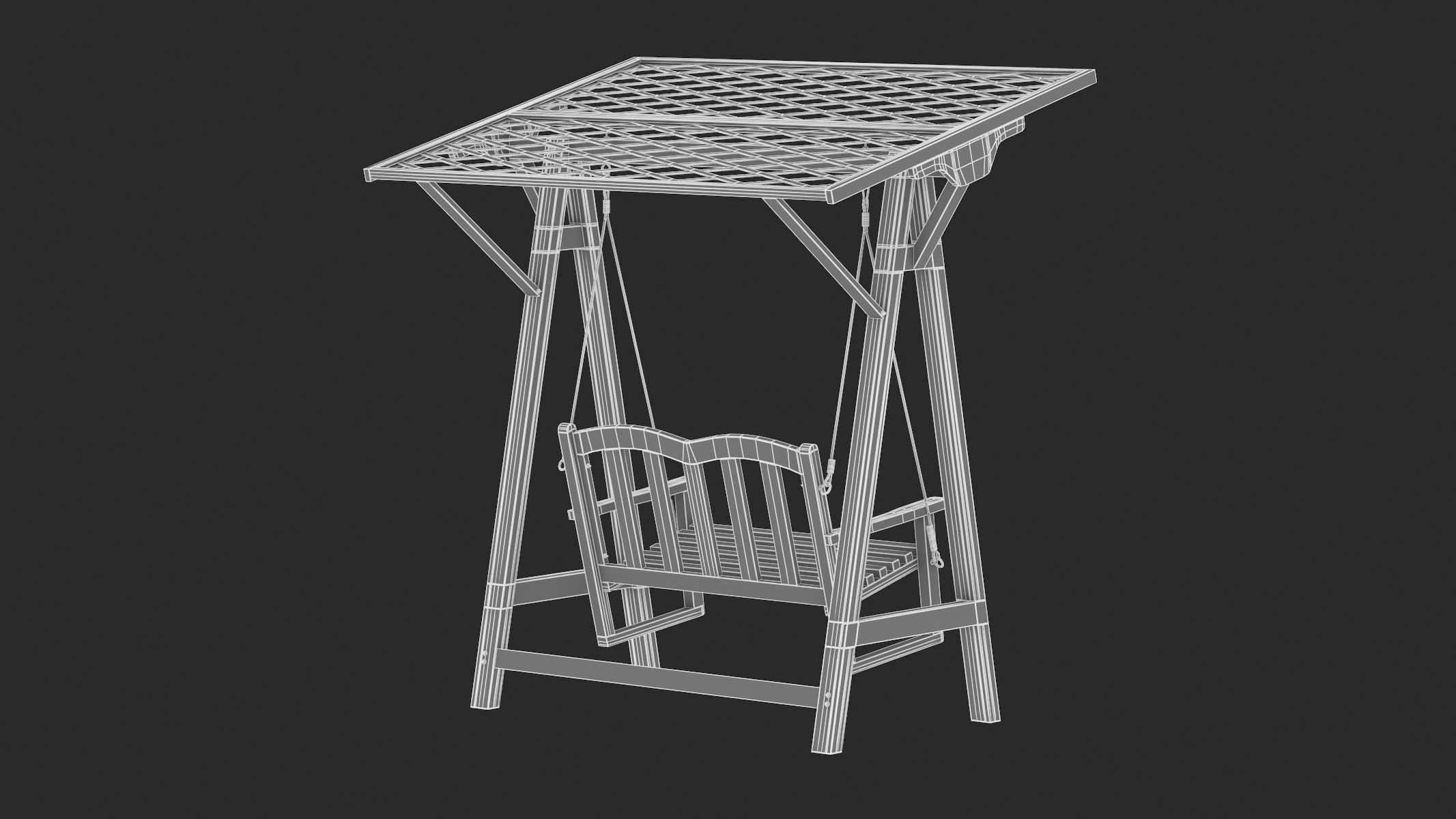5 Wooden Swing Chairs Set 3D model_93