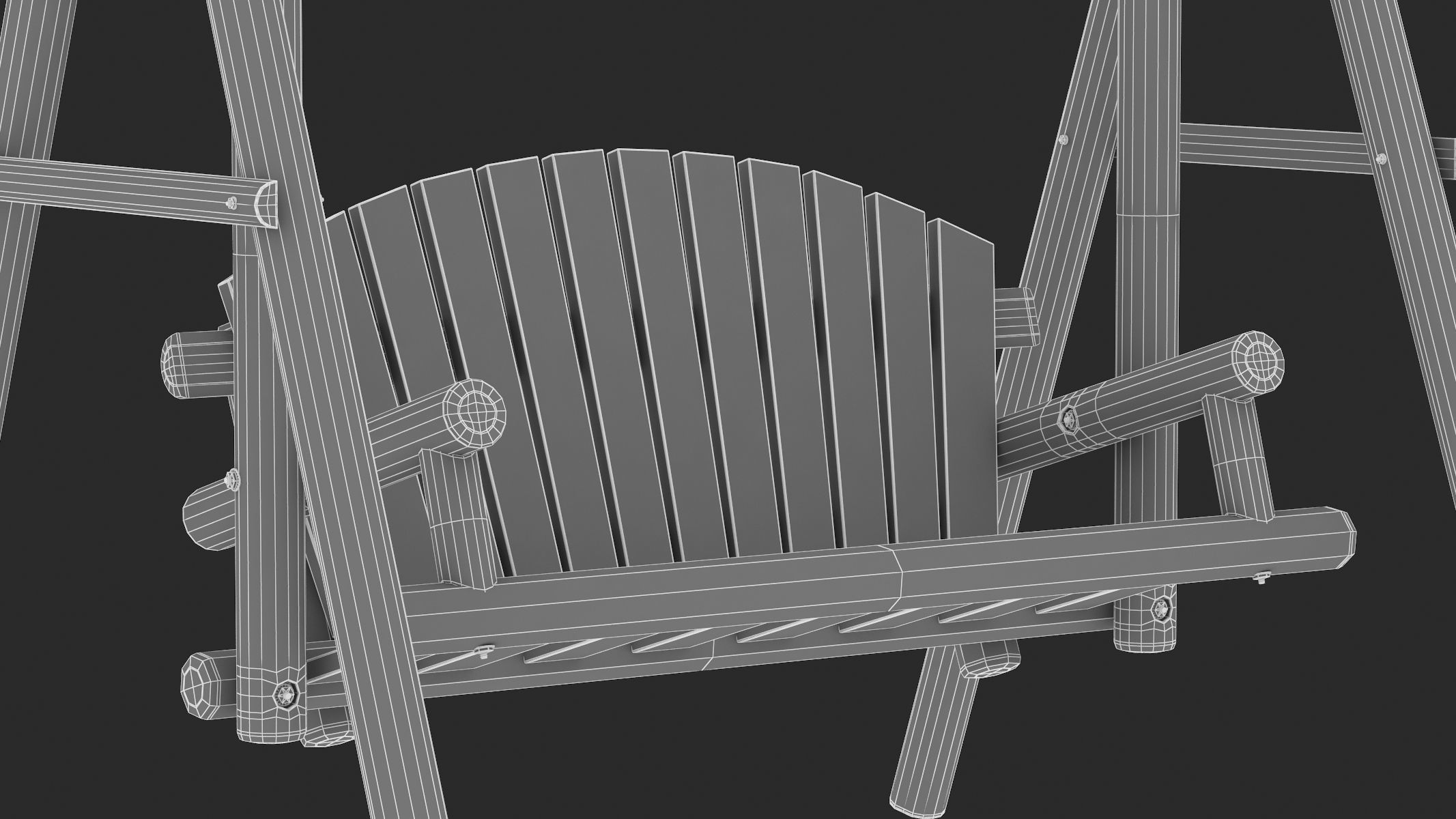 5 Wooden Swing Chairs Set 3D model_44