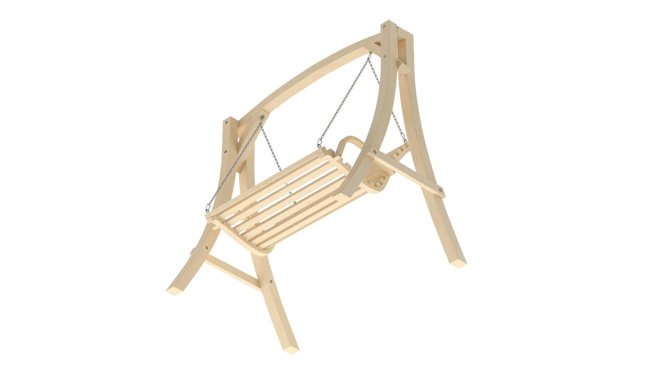 5 Wooden Swing Chairs Set 3D model_16