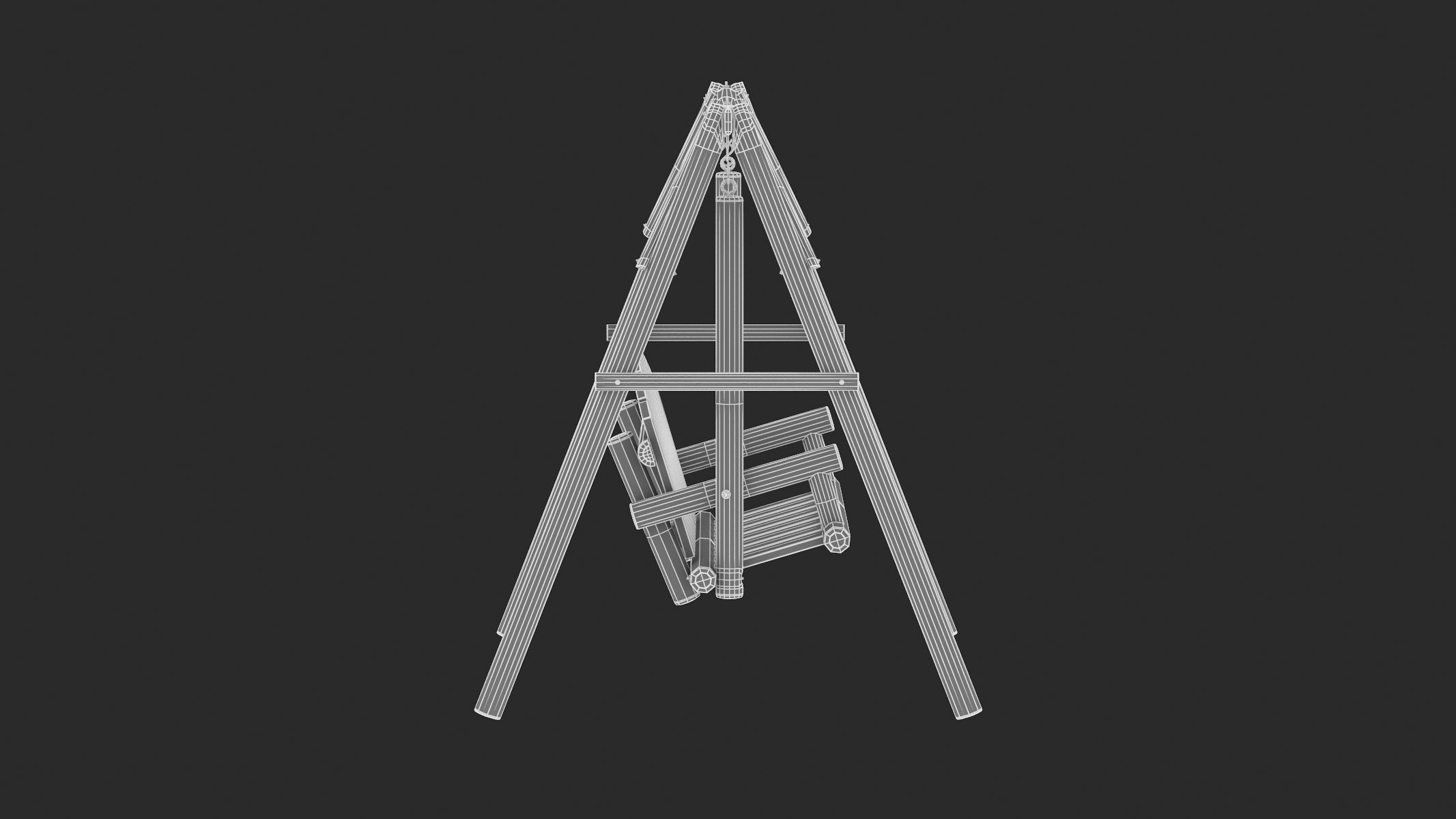 5 Wooden Swing Chairs Set 3D model_43