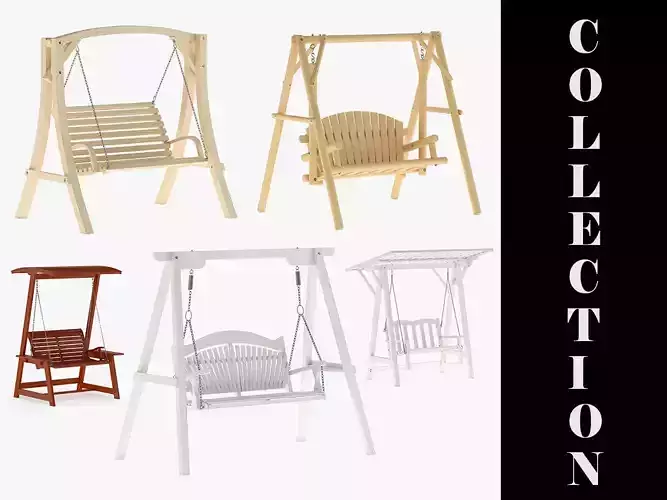 5 Wooden Swing Chairs Set