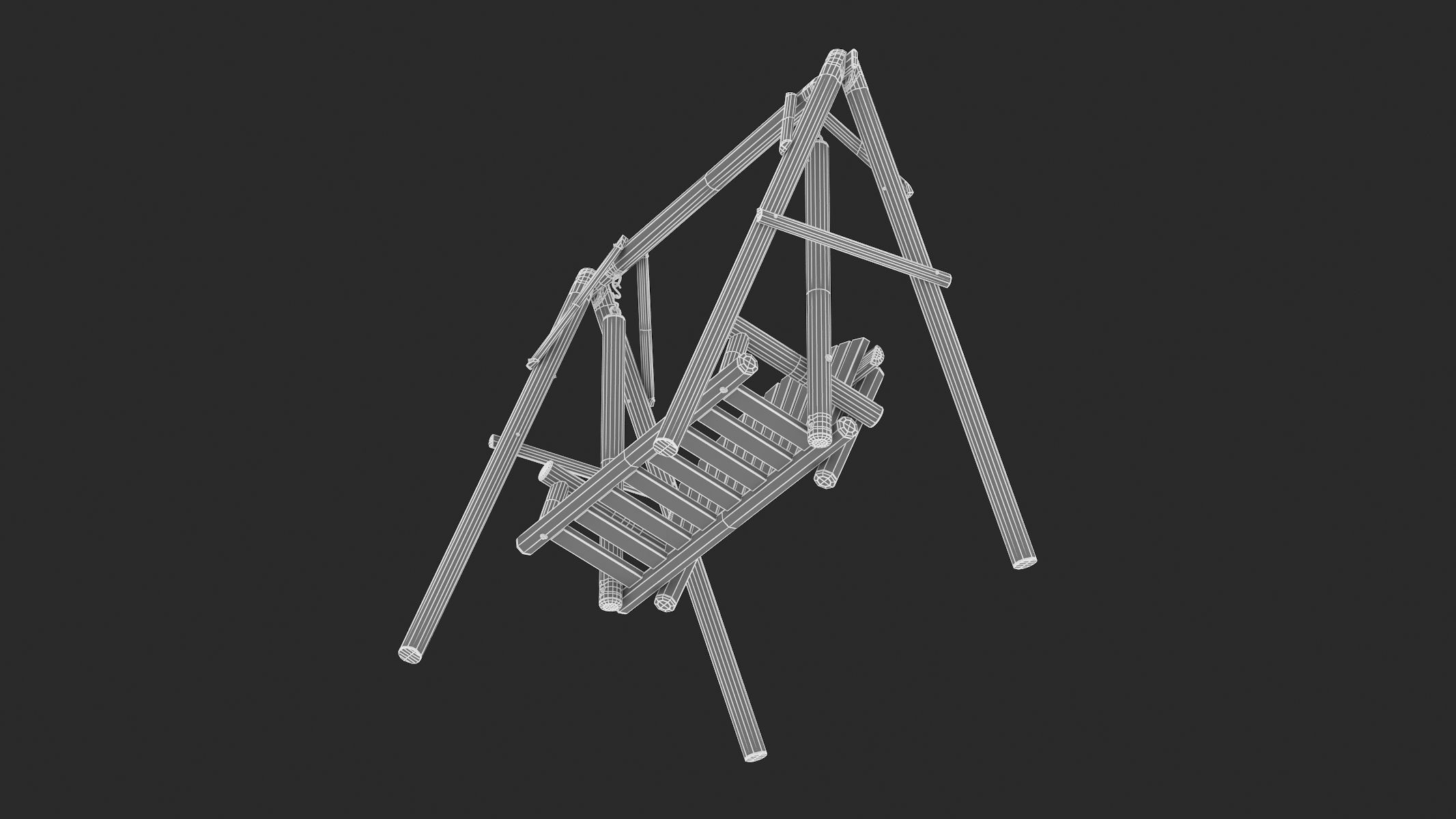 5 Wooden Swing Chairs Set 3D model_50