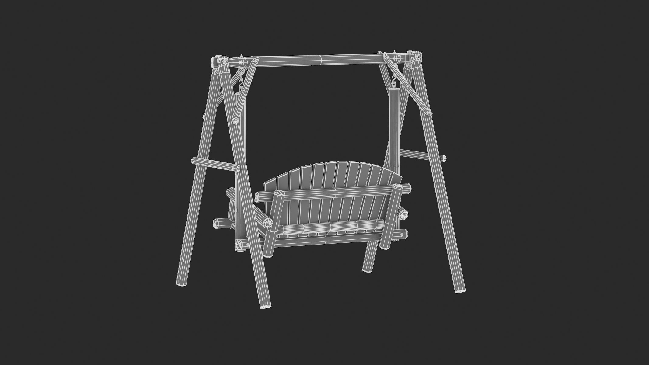 5 Wooden Swing Chairs Set 3D model_45