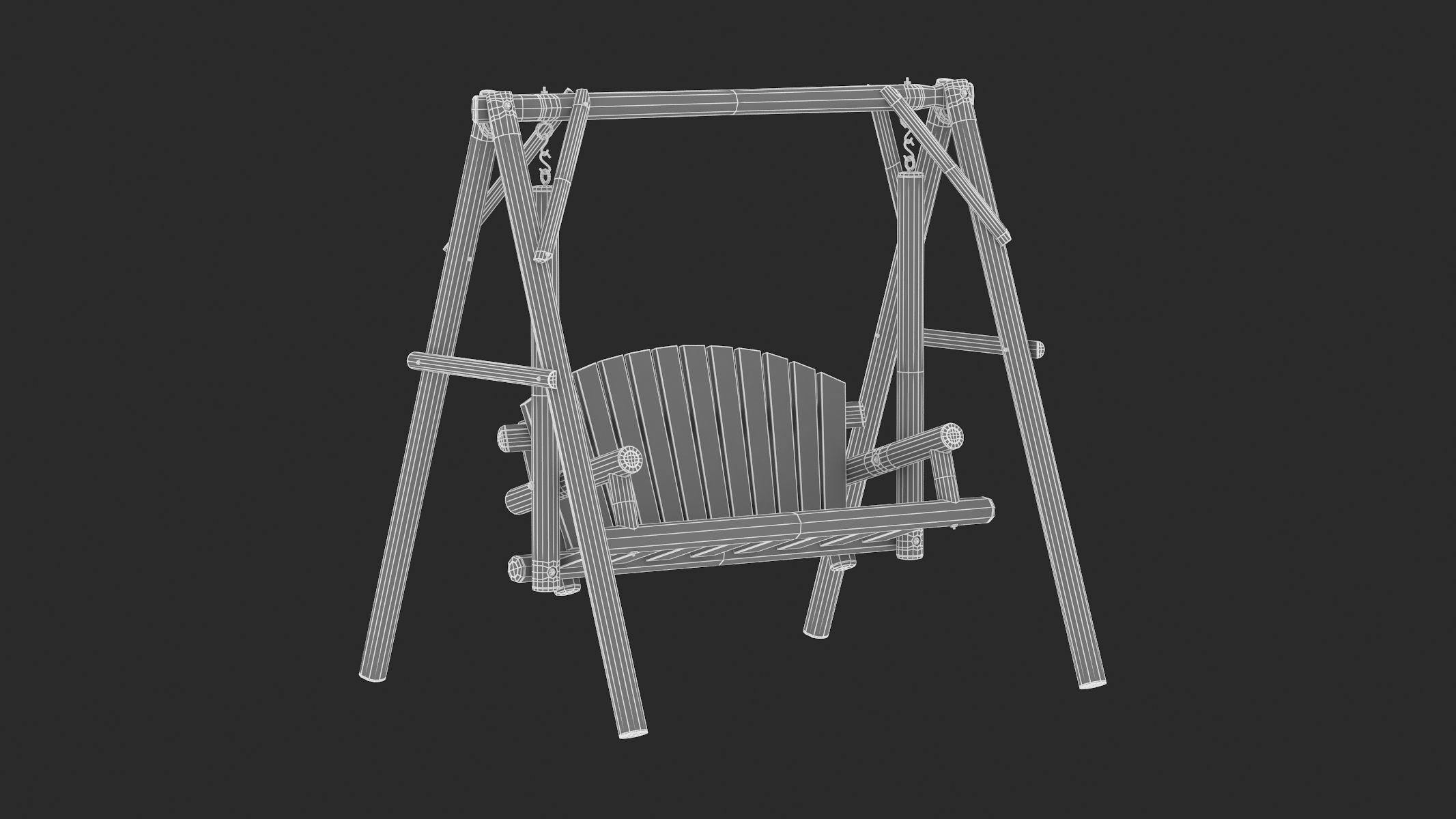 5 Wooden Swing Chairs Set 3D model_54