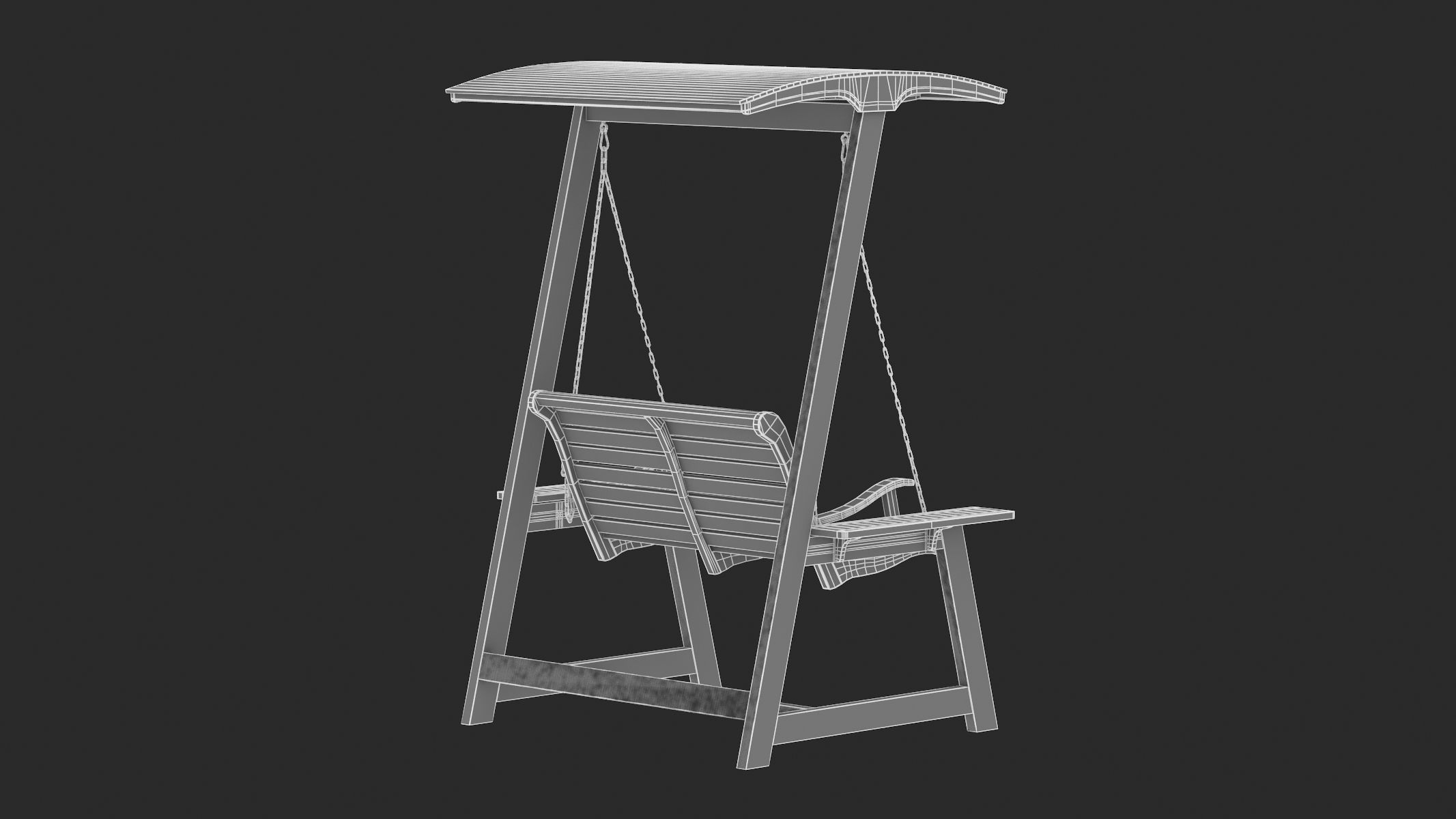 5 Wooden Swing Chairs Set 3D model_59