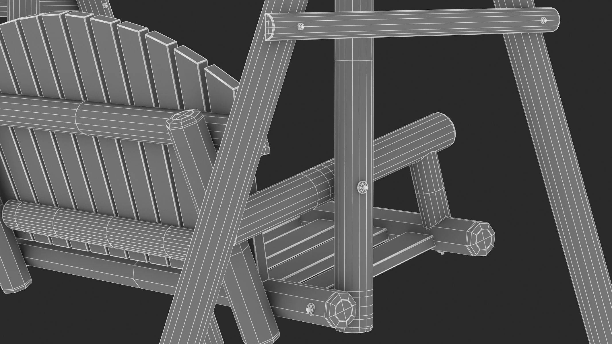 5 Wooden Swing Chairs Set 3D model_49