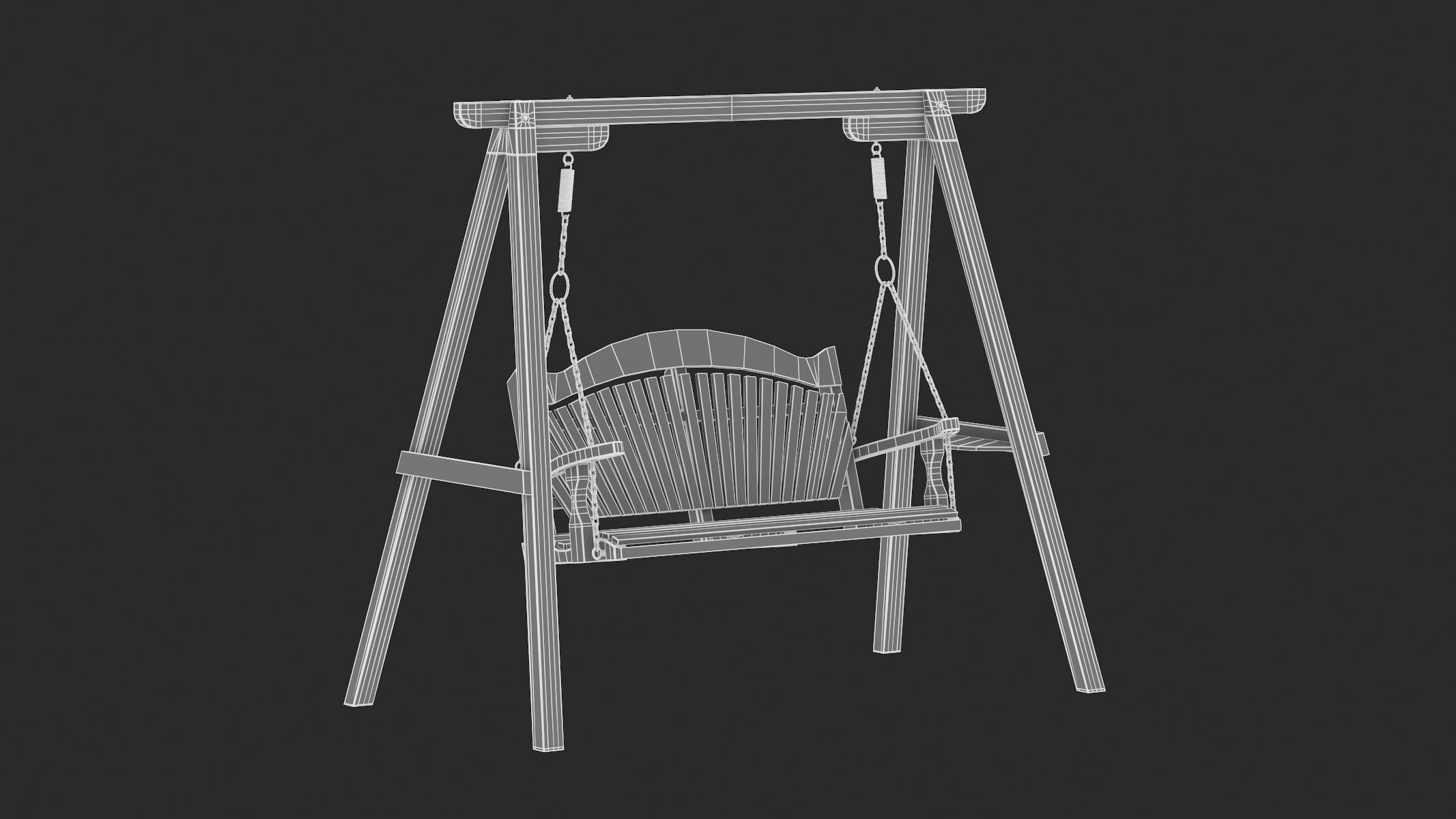 5 Wooden Swing Chairs Set 3D model_88