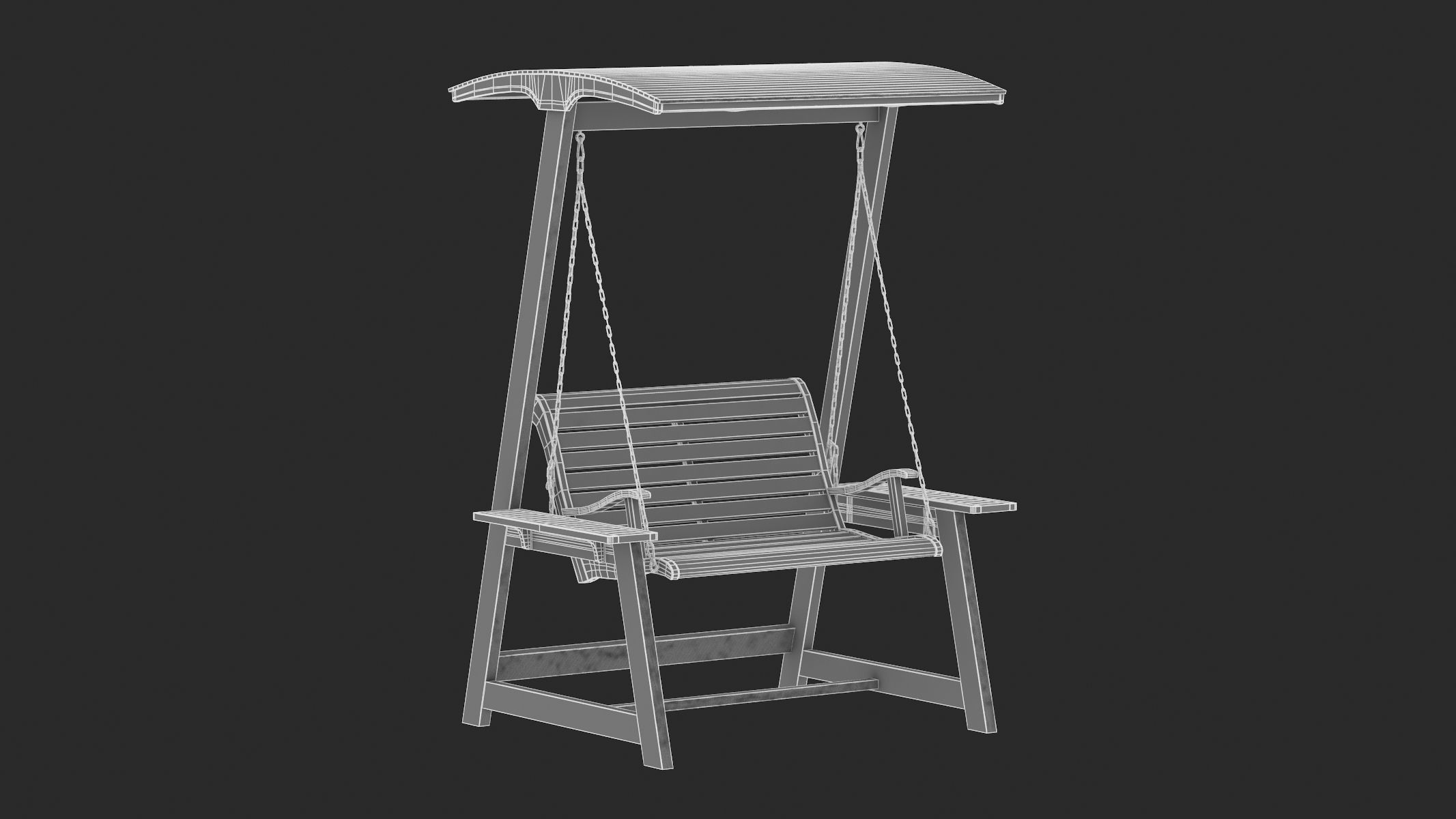 5 Wooden Swing Chairs Set 3D model_63