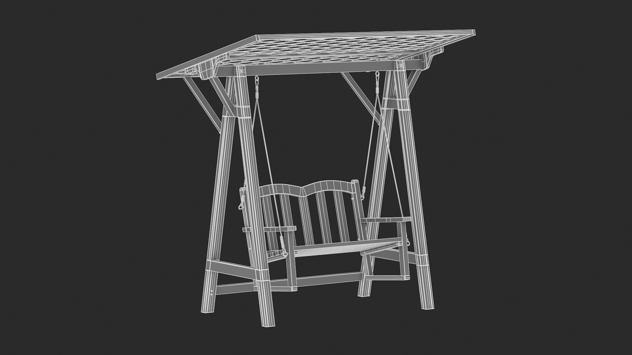 5 Wooden Swing Chairs Set 3D model_91