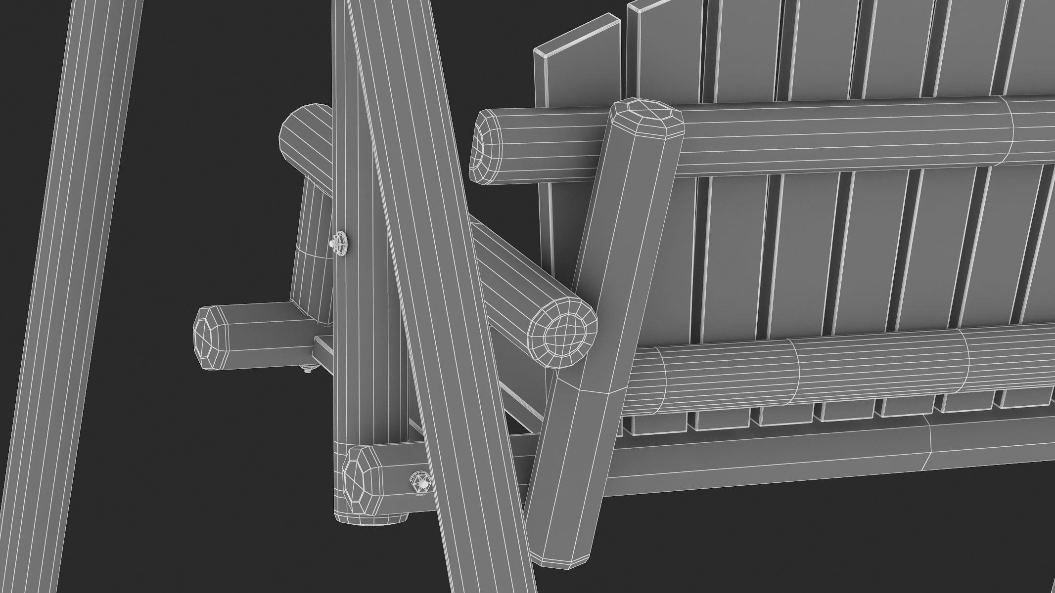 5 Wooden Swing Chairs Set 3D model_46