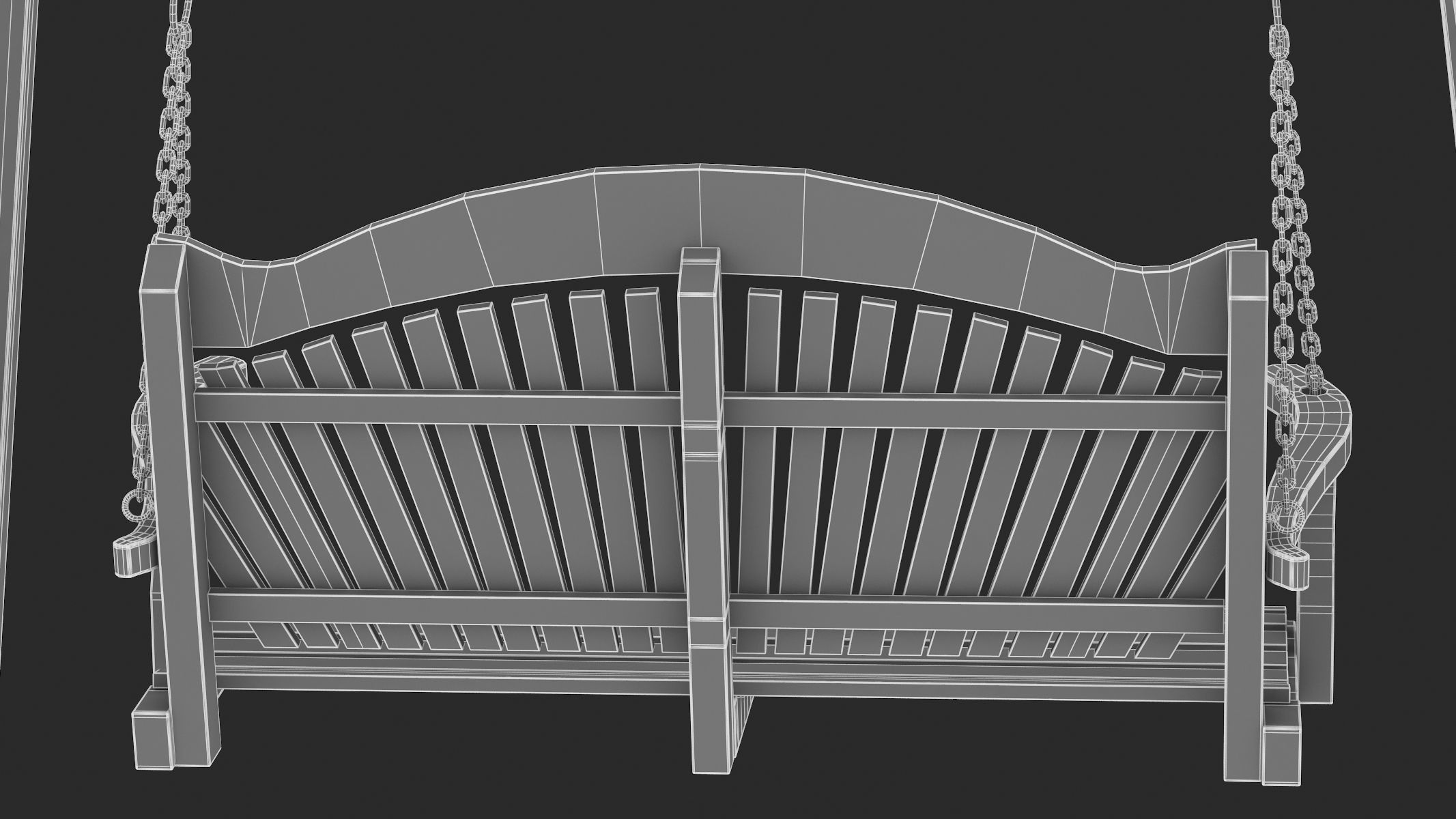 5 Wooden Swing Chairs Set 3D model_7