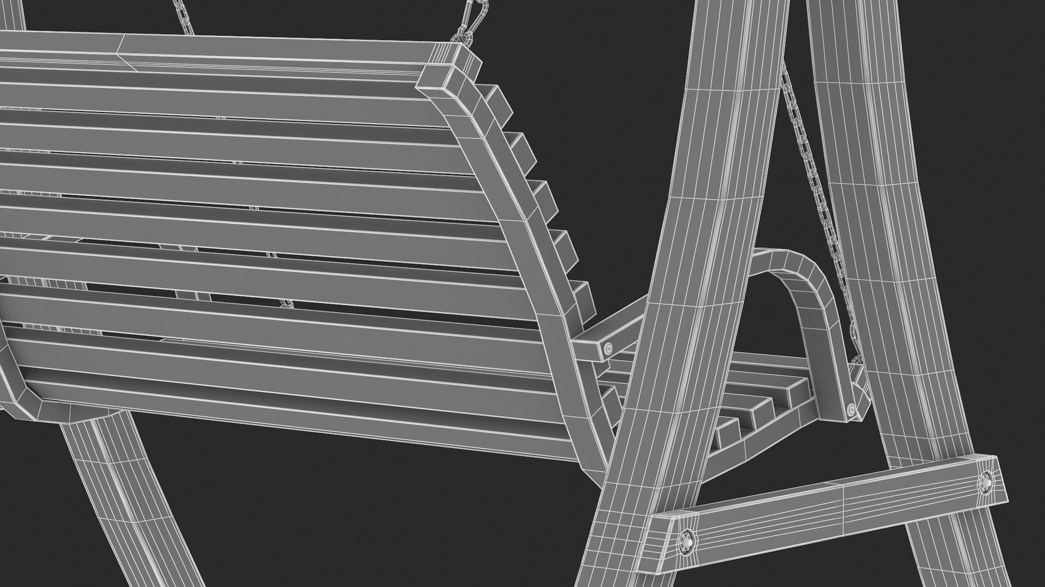 5 Wooden Swing Chairs Set 3D model_29