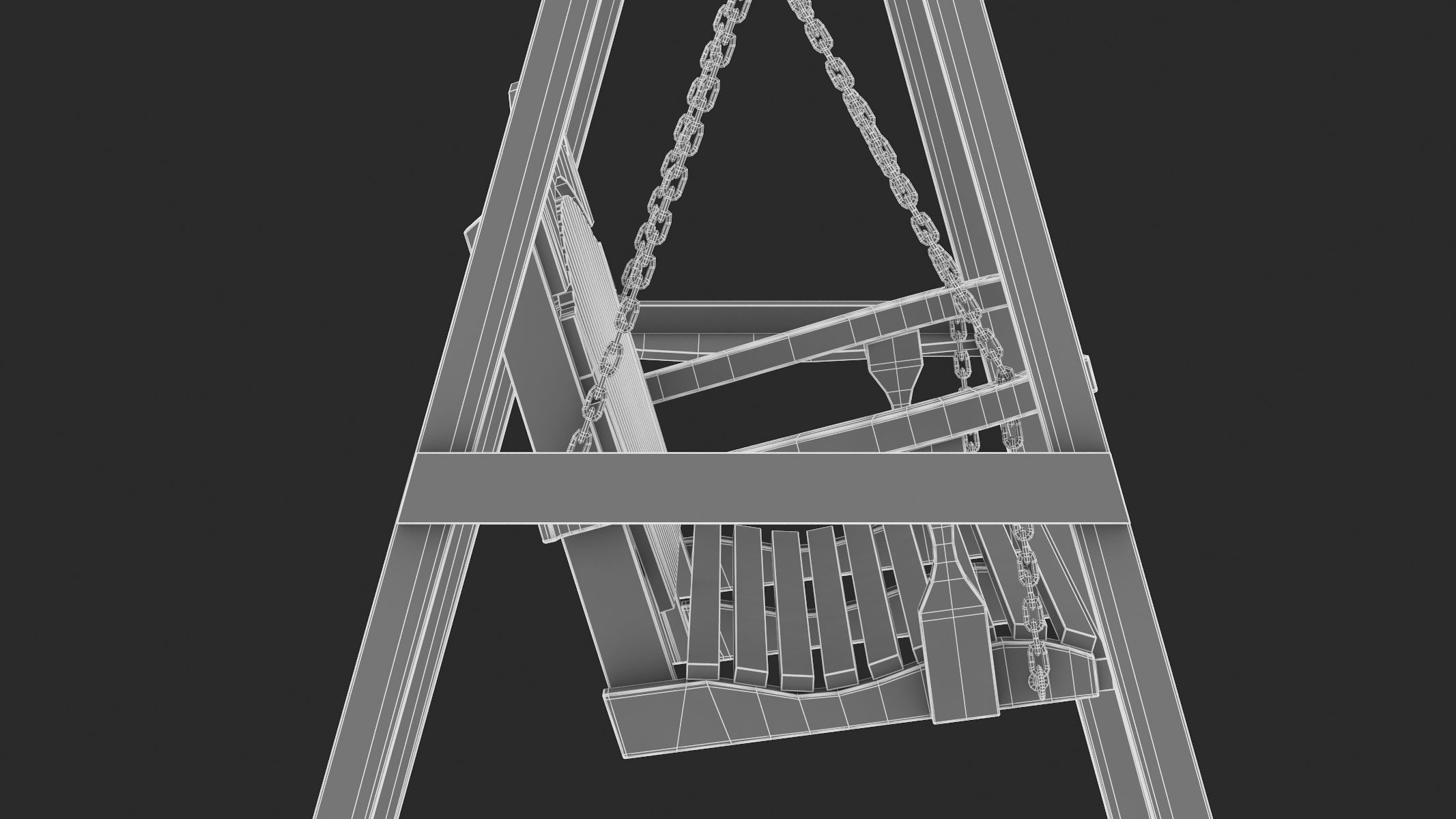 5 Wooden Swing Chairs Set 3D model_90