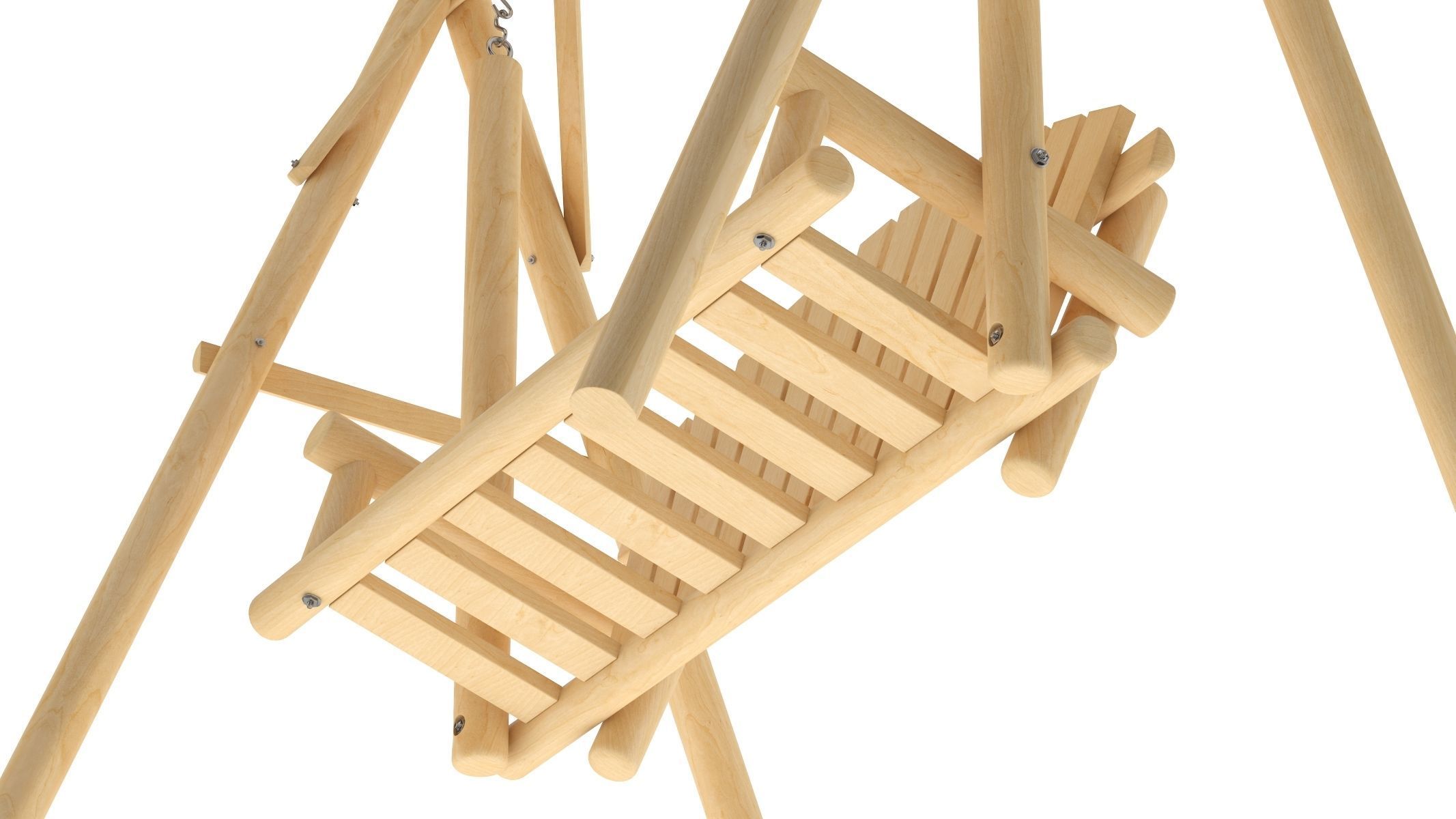 5 Wooden Swing Chairs Set 3D model_40