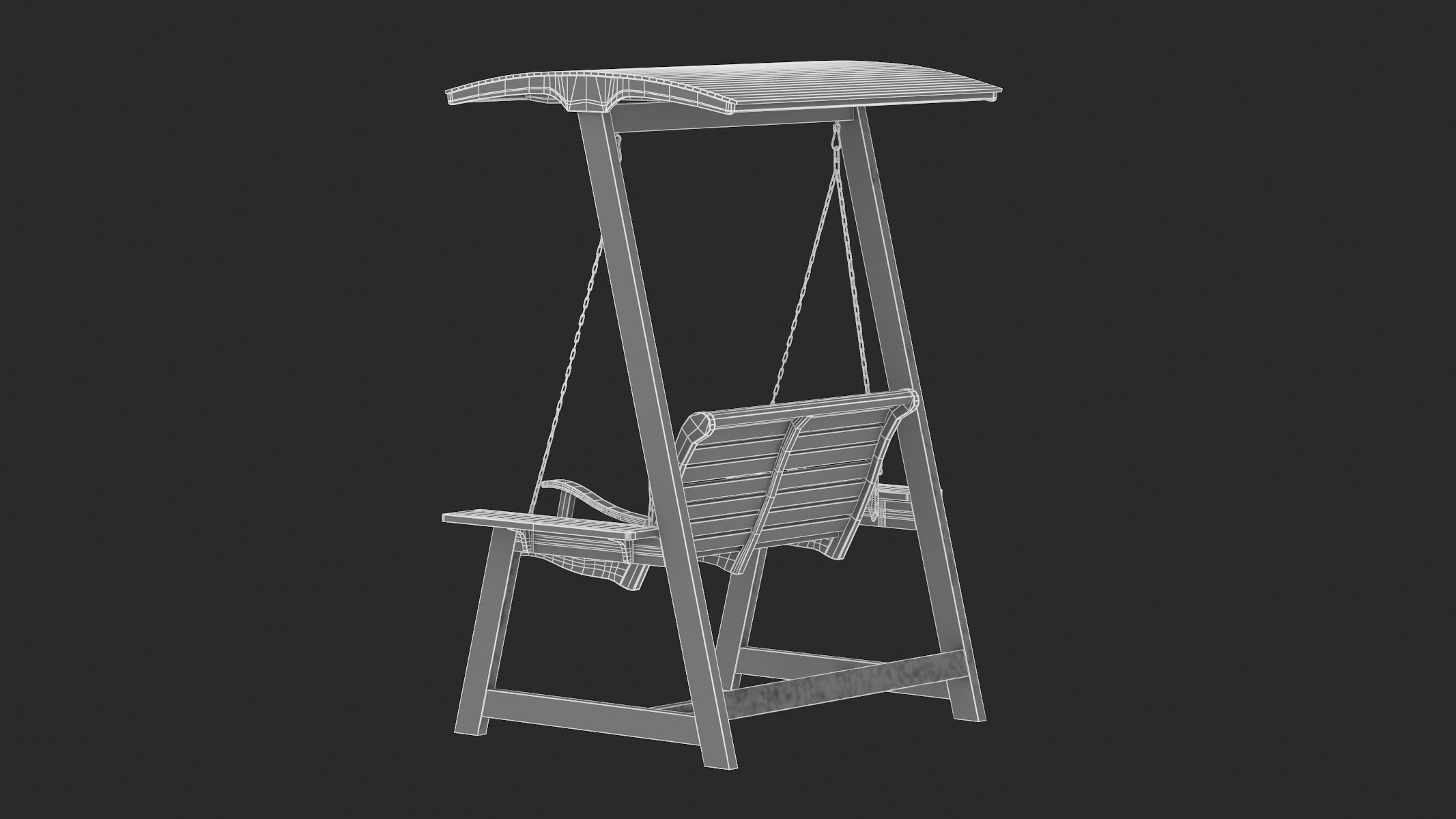 5 Wooden Swing Chairs Set 3D model_72