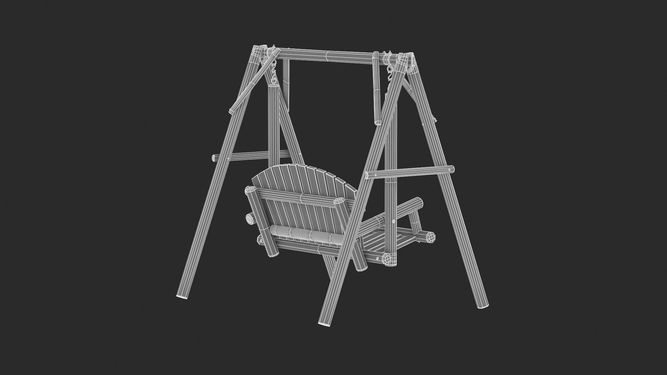 5 Wooden Swing Chairs Set 3D model_47