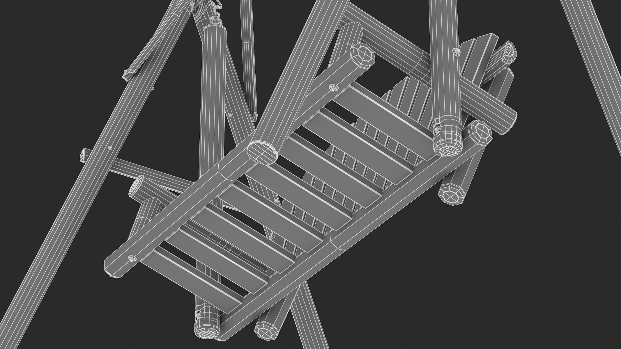 5 Wooden Swing Chairs Set 3D model_57