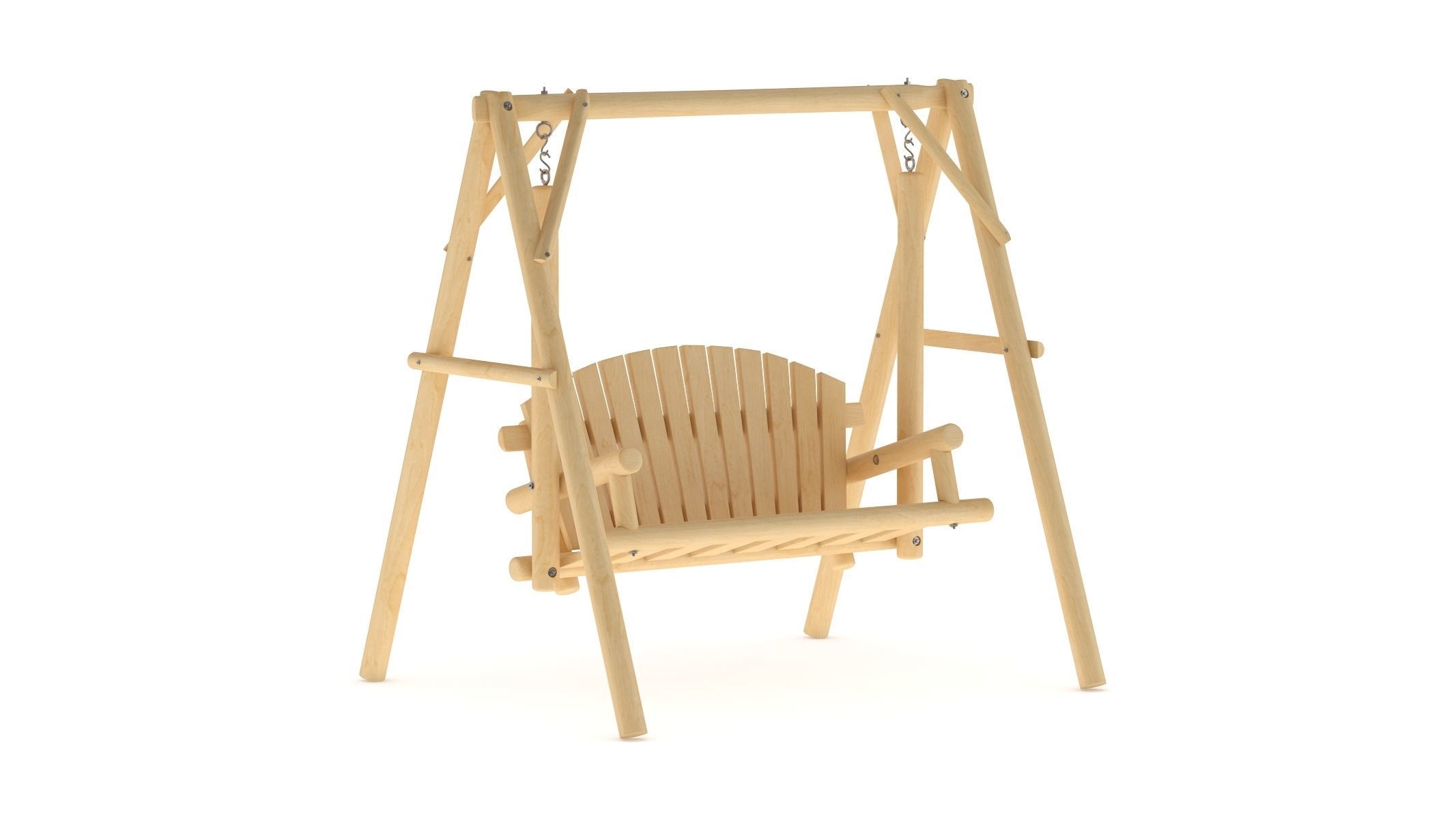 5 Wooden Swing Chairs Set 3D model_31