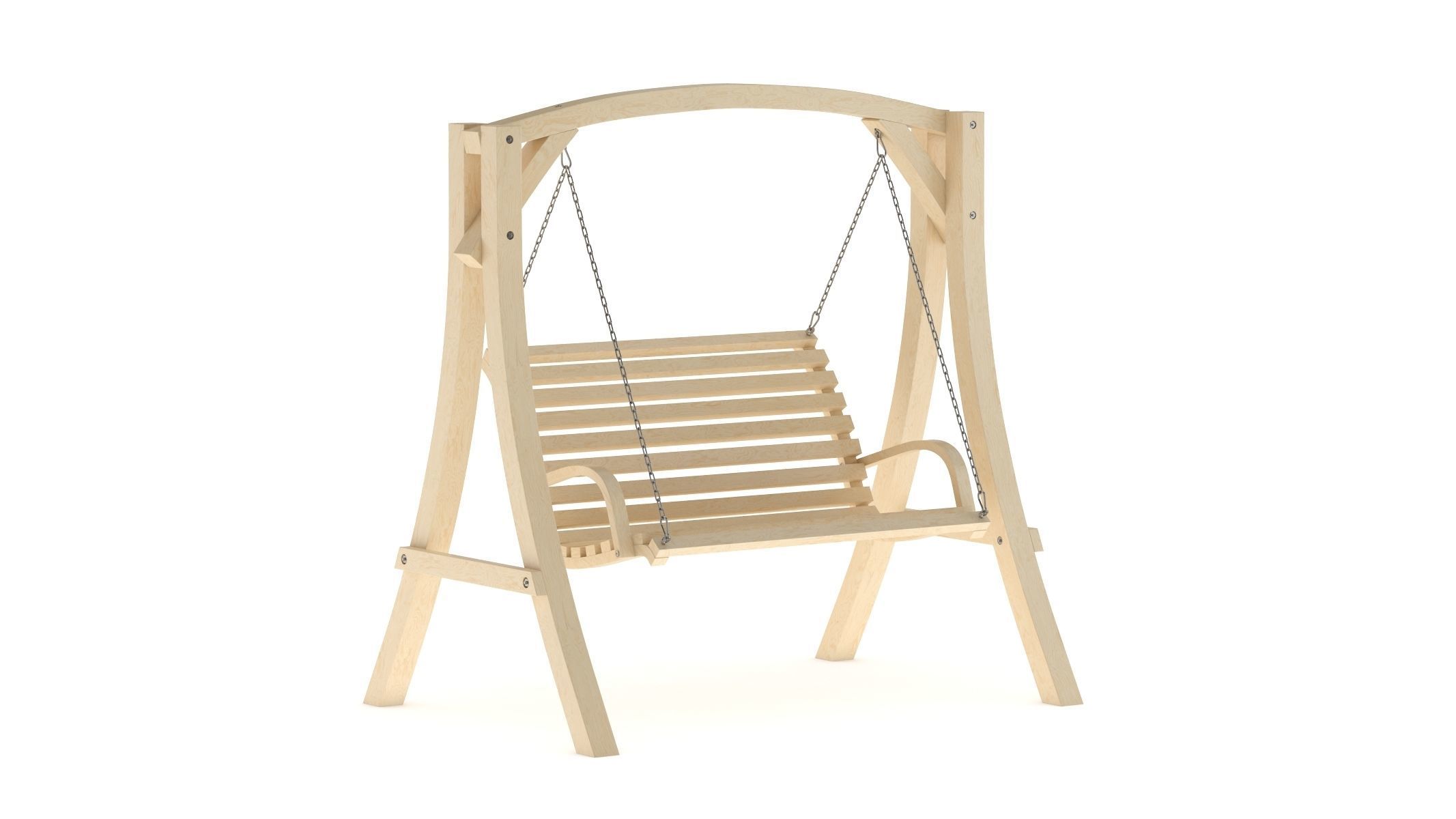 5 Wooden Swing Chairs Set 3D model_15