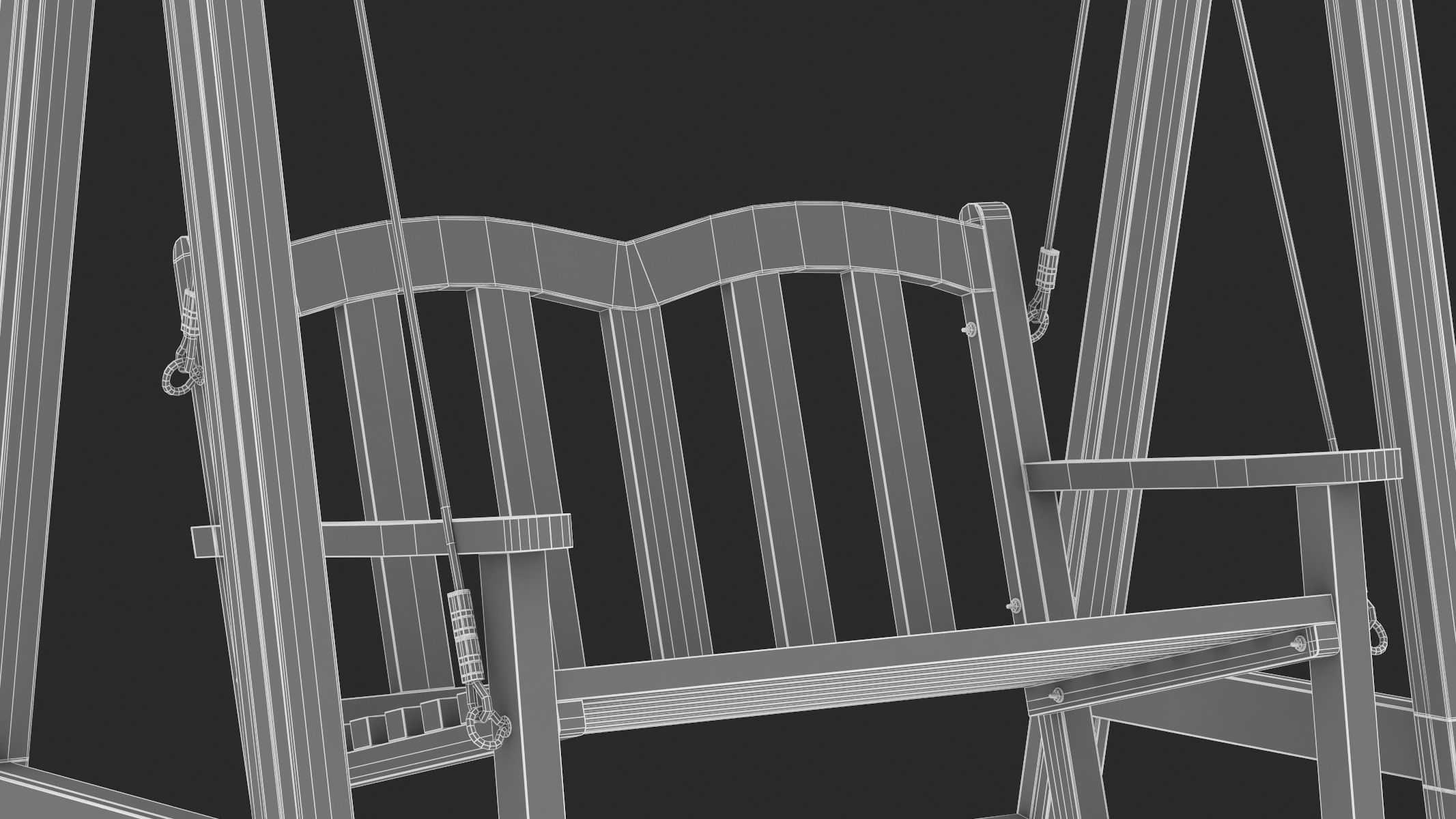 5 Wooden Swing Chairs Set 3D model_97