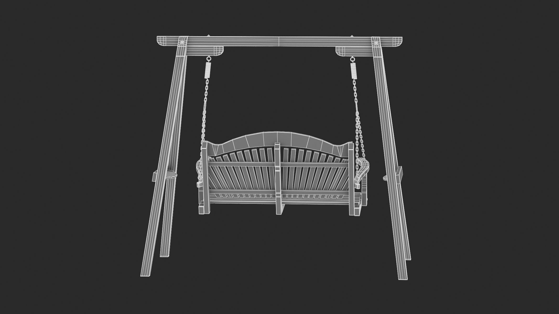 5 Wooden Swing Chairs Set 3D model_85