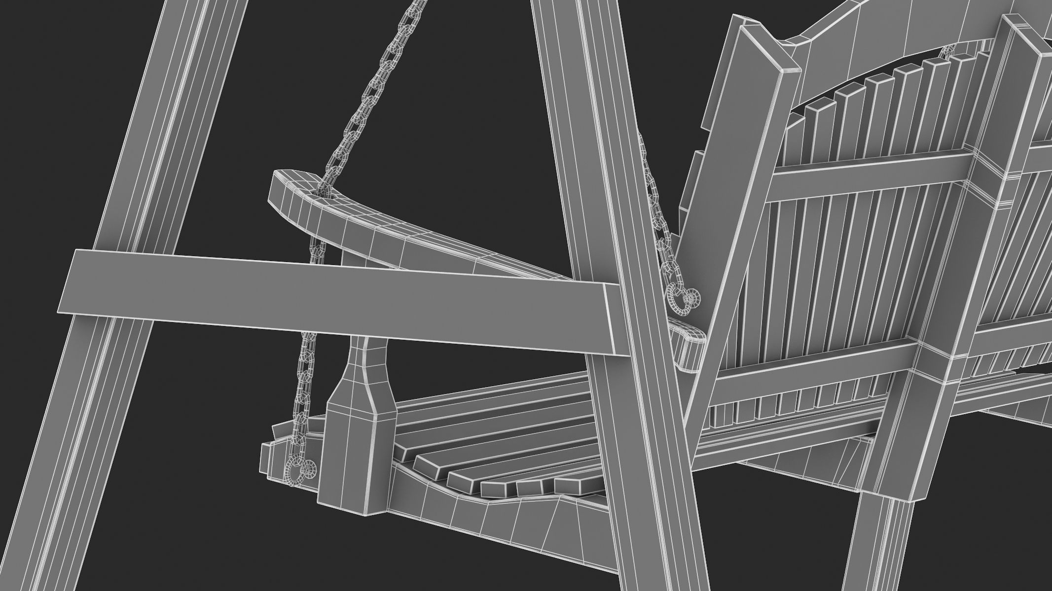 5 Wooden Swing Chairs Set 3D model_9