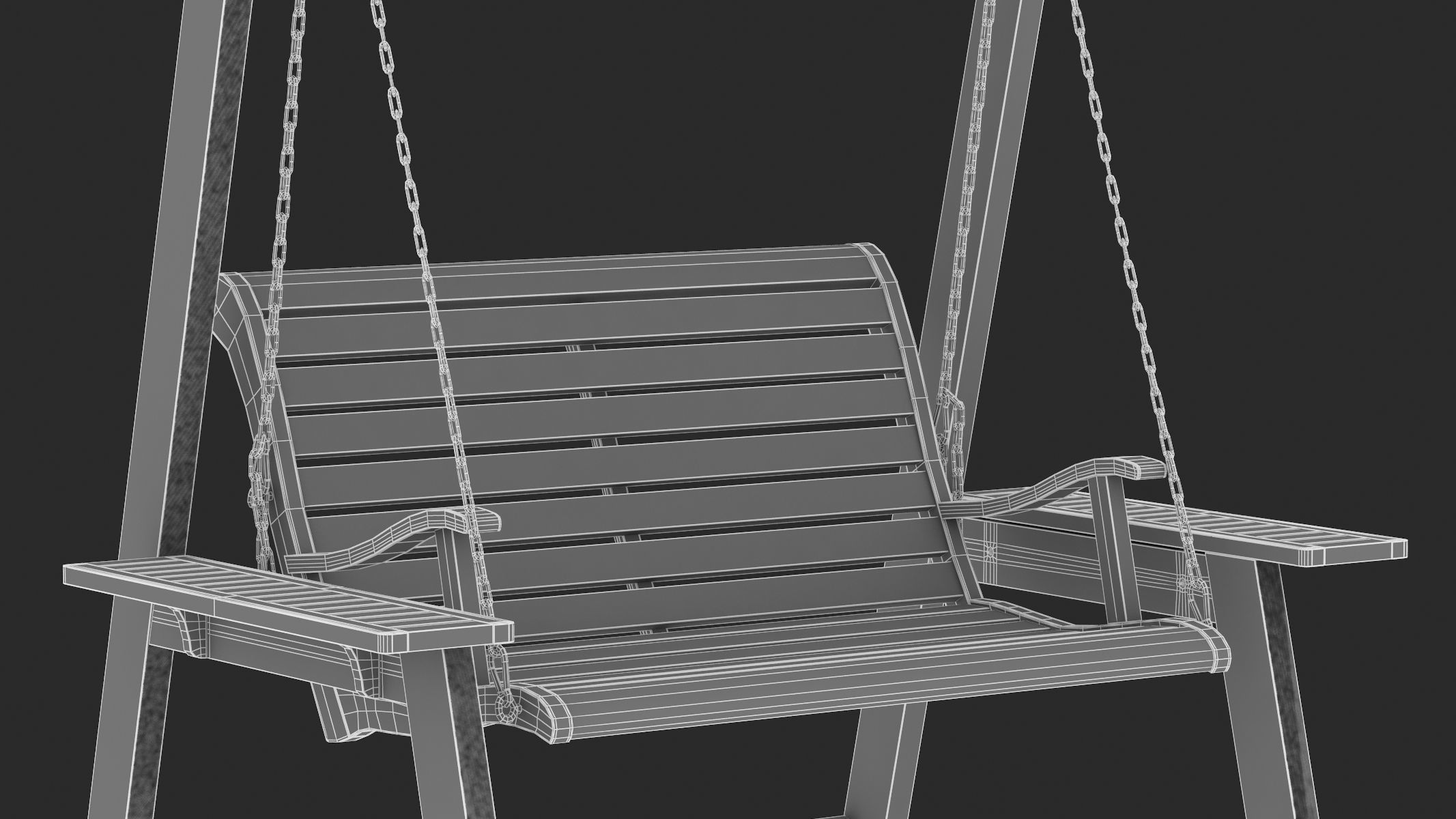 5 Wooden Swing Chairs Set 3D model_69