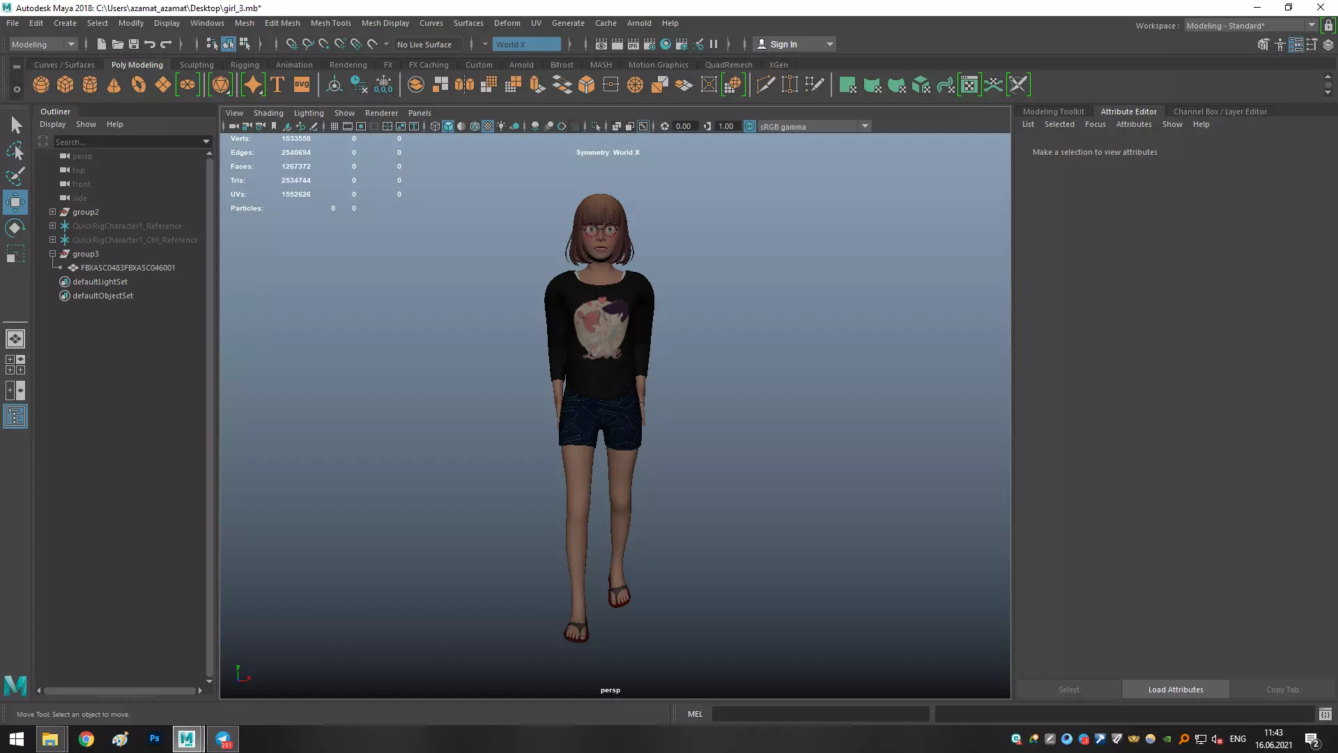 girl character  3D model_0