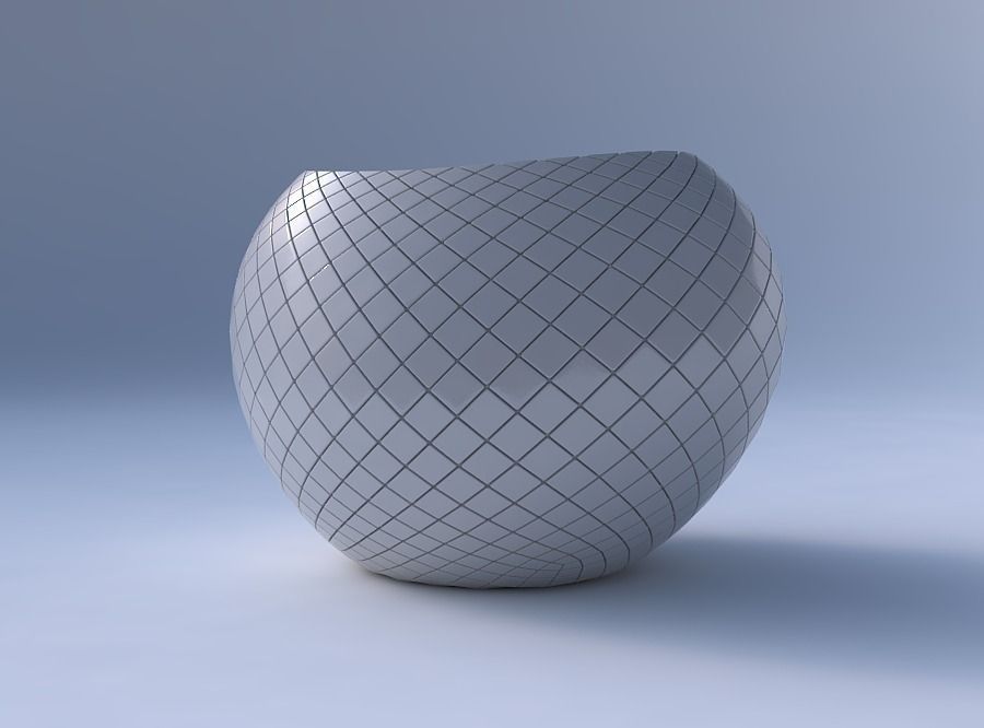 Bowl compressed 2 with diagonal grid plates 3D print model_4