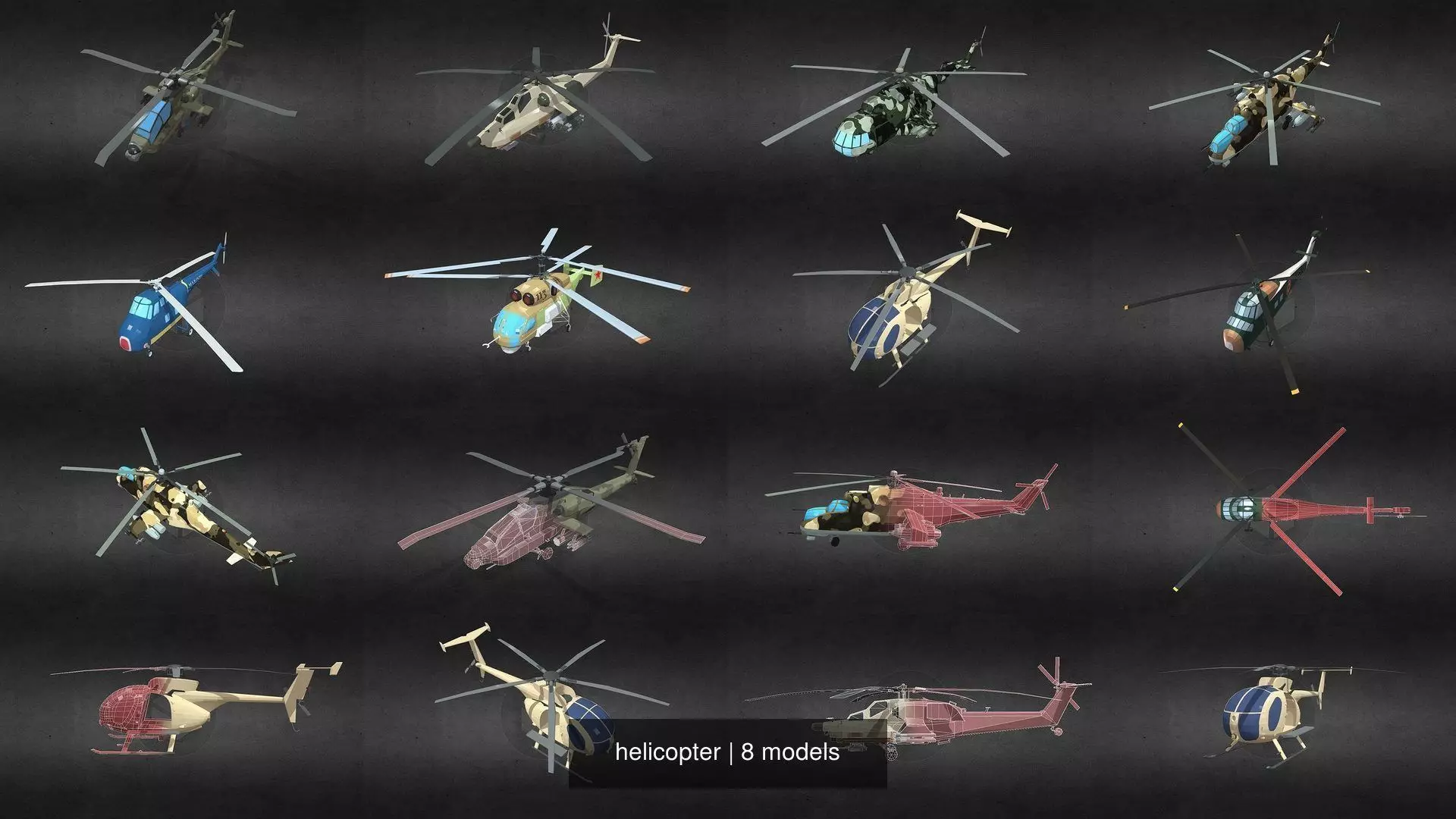 helicopter camouflage 3D Model Collection_0