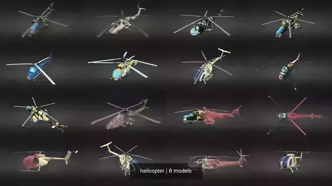 helicopter camouflage 3D Model Collection