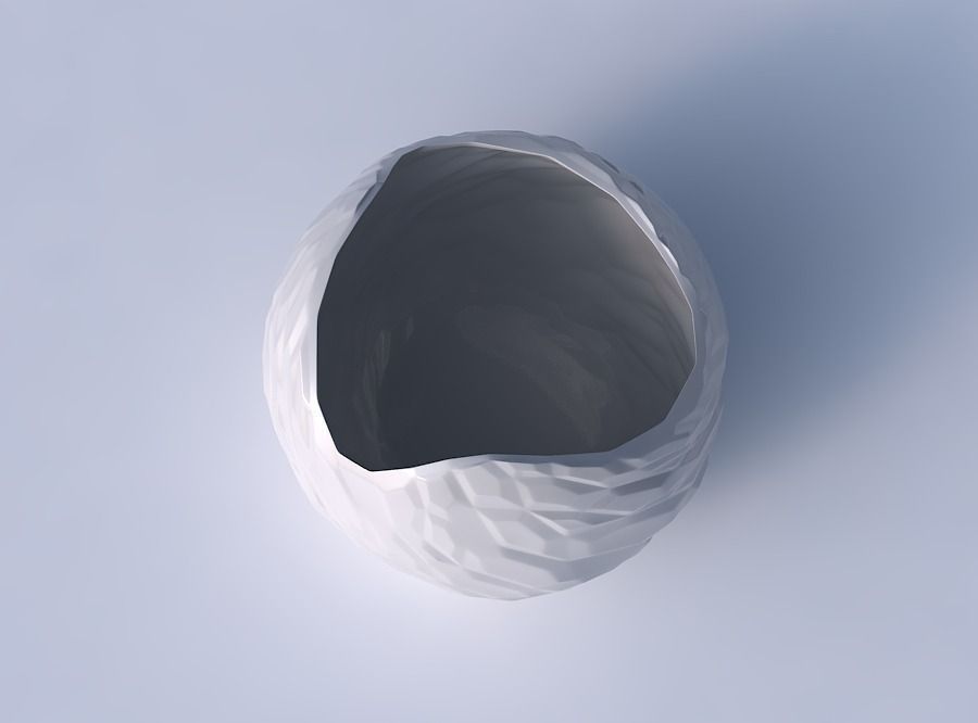 Bowl Spheric wavy with twisted rocky bulges 3D print model_2