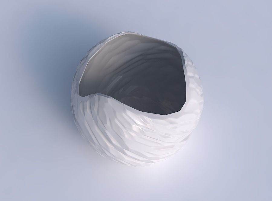 Bowl Spheric wavy with twisted rocky bulges 3D print model_1