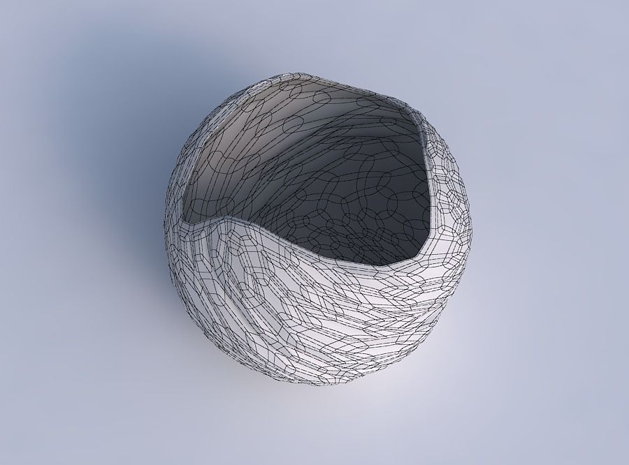 Bowl Spheric wavy with twisted rocky bulges 3D print model_6