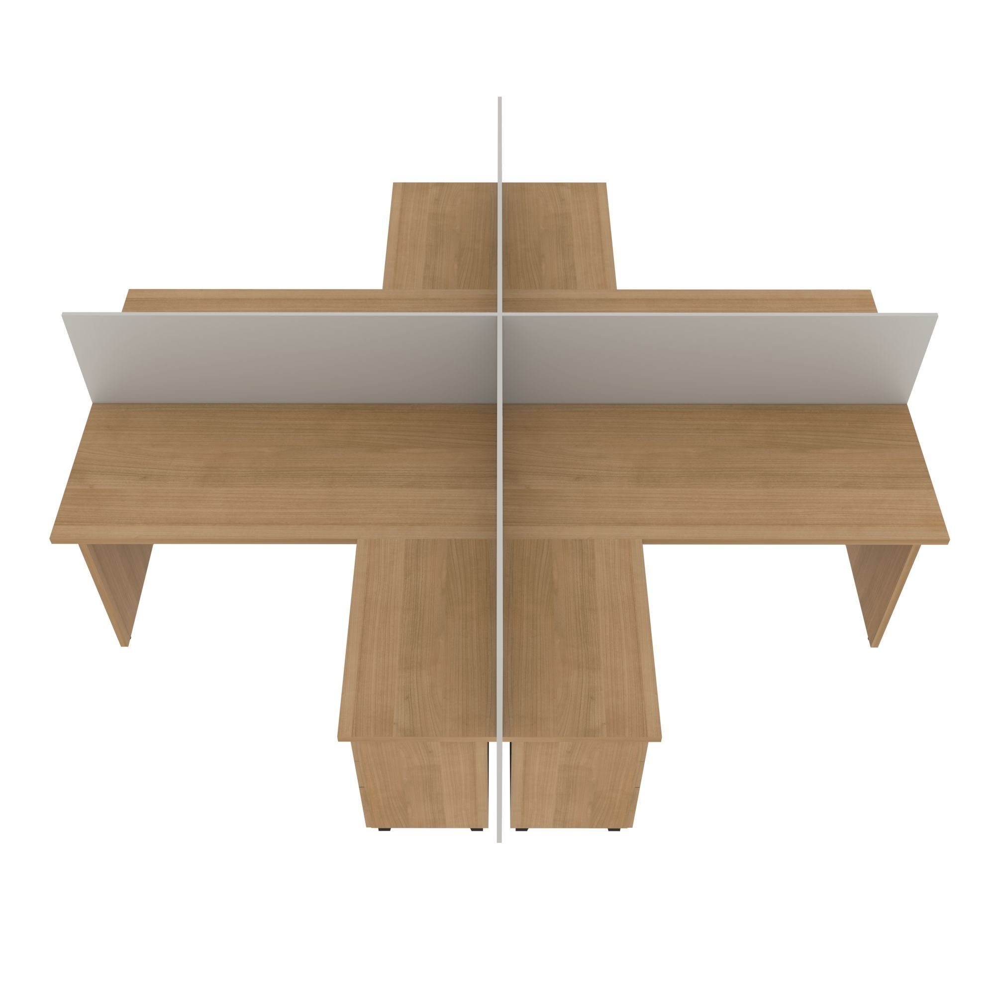 Workstation two office desks with dividers 3D model_3