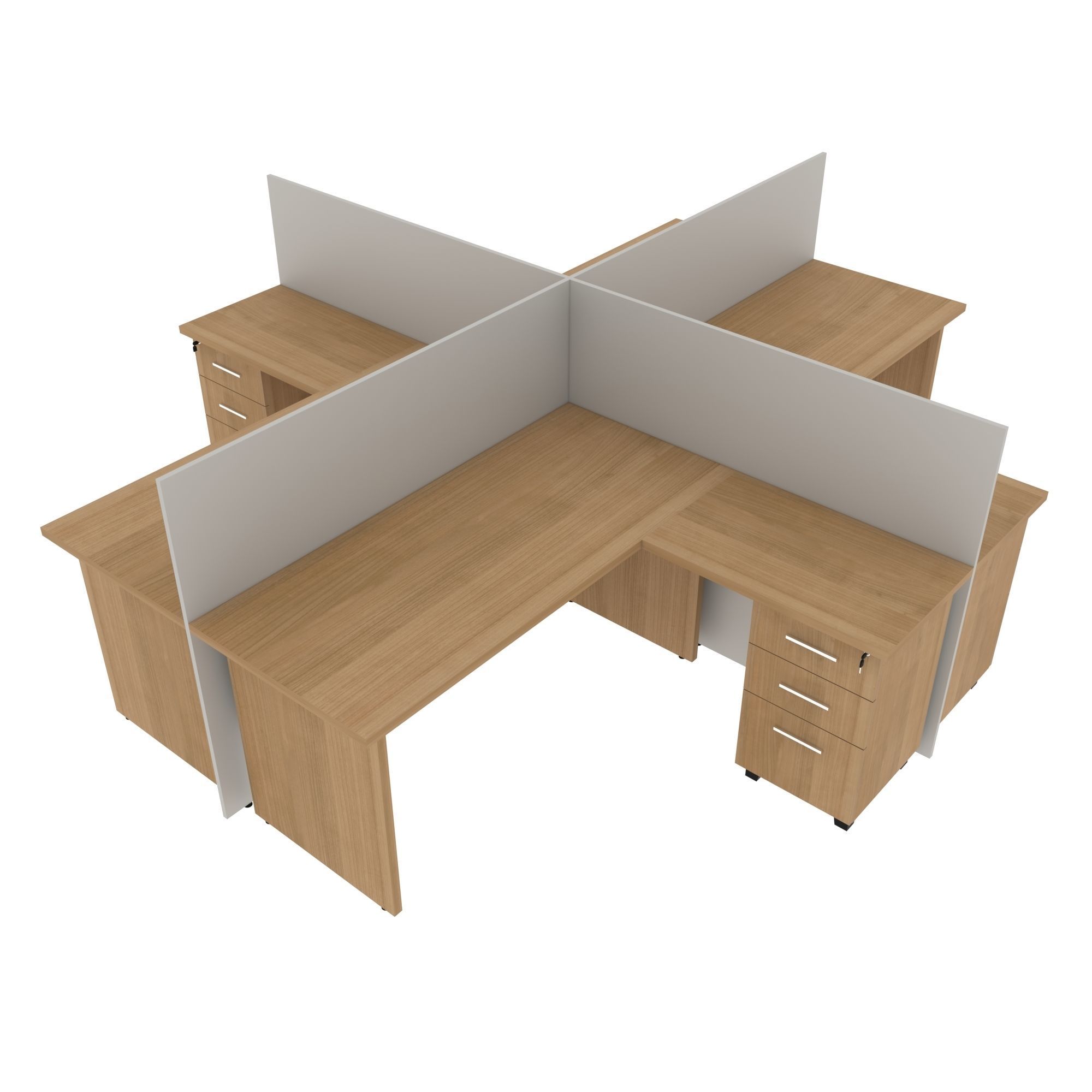 Workstation two office desks with dividers 3D model_4