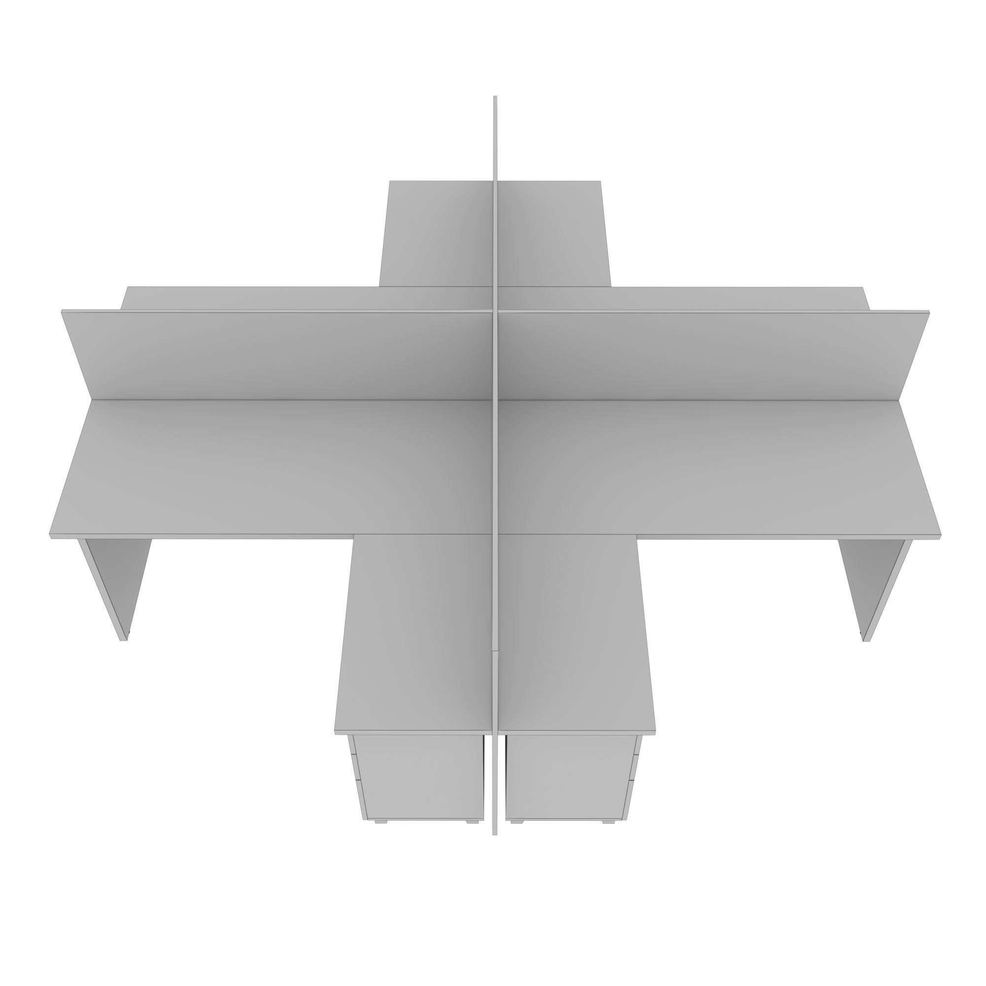 Workstation two office desks with dividers 3D model_8