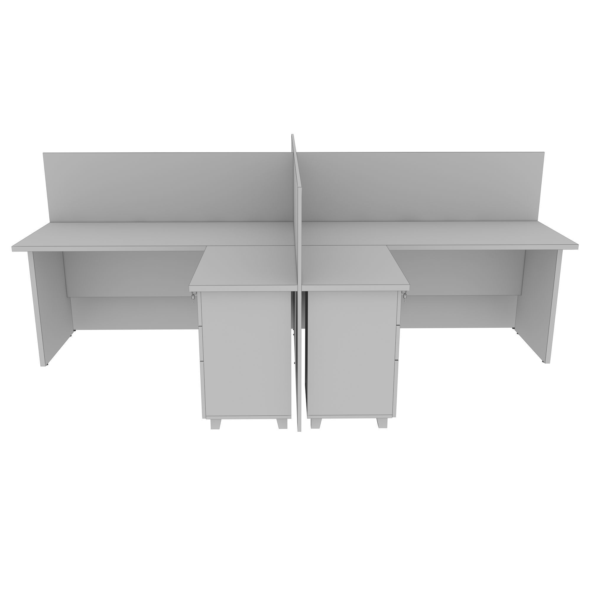 Workstation two office desks with dividers 3D model_5