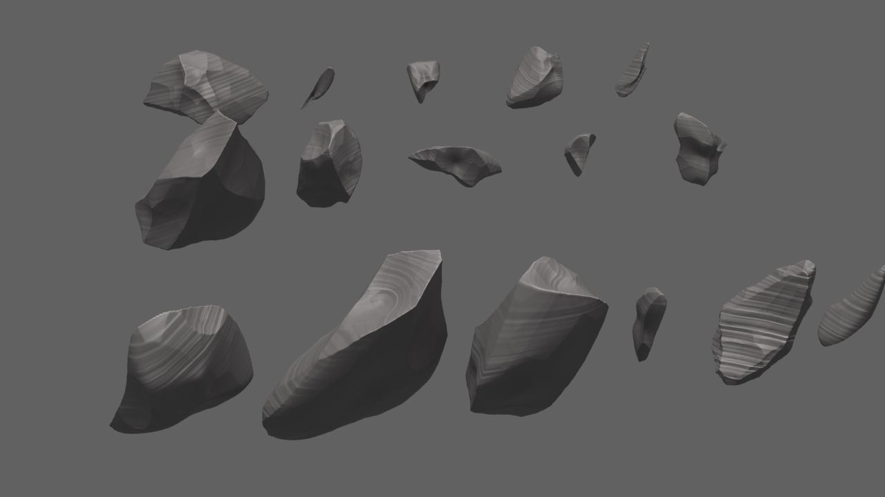 Obsidian rocks HD pack 2 - 16 pieces 3D model_3