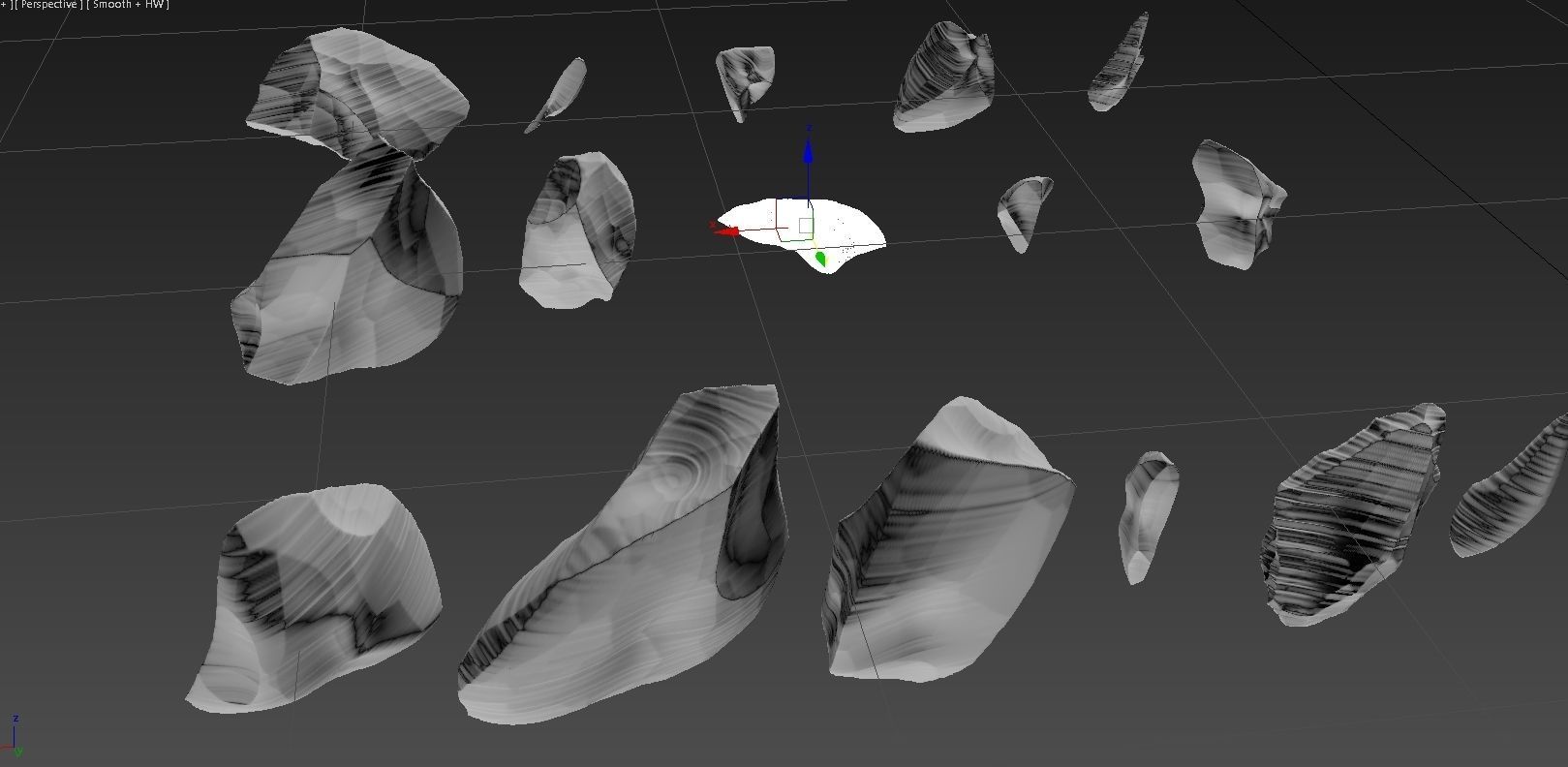 Obsidian rocks HD pack 2 - 16 pieces 3D model_6