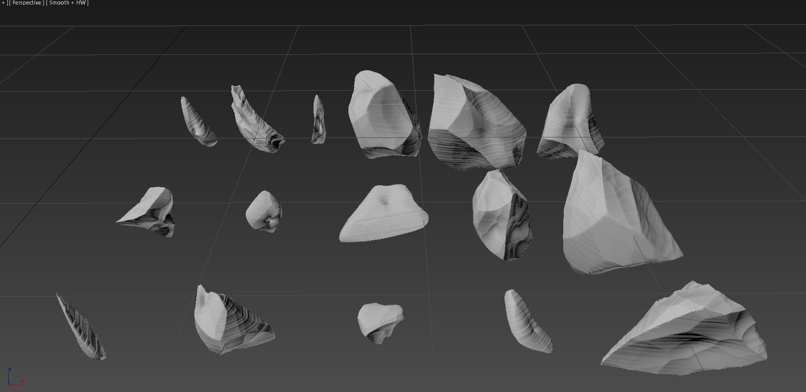 Obsidian rocks HD pack 2 - 16 pieces 3D model_4