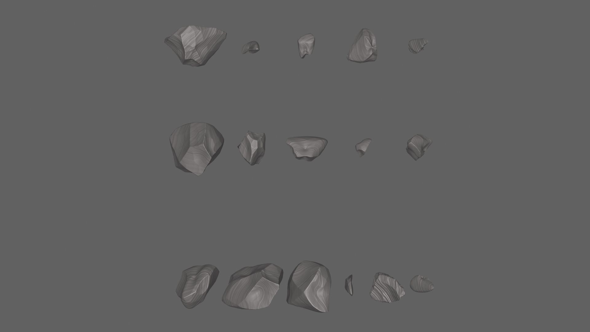 Obsidian rocks HD pack 2 - 16 pieces 3D model_2