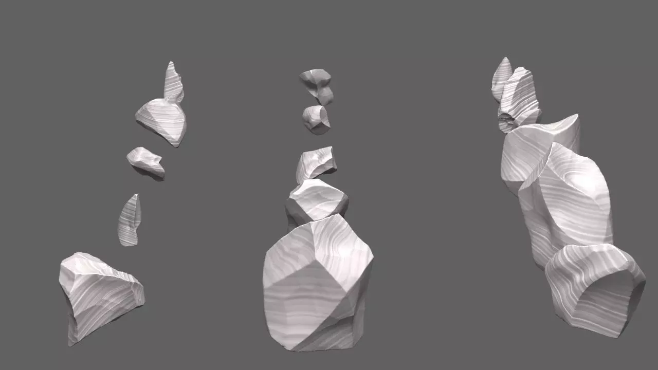 Obsidian rocks HD pack 2 - 16 pieces 3D model_0