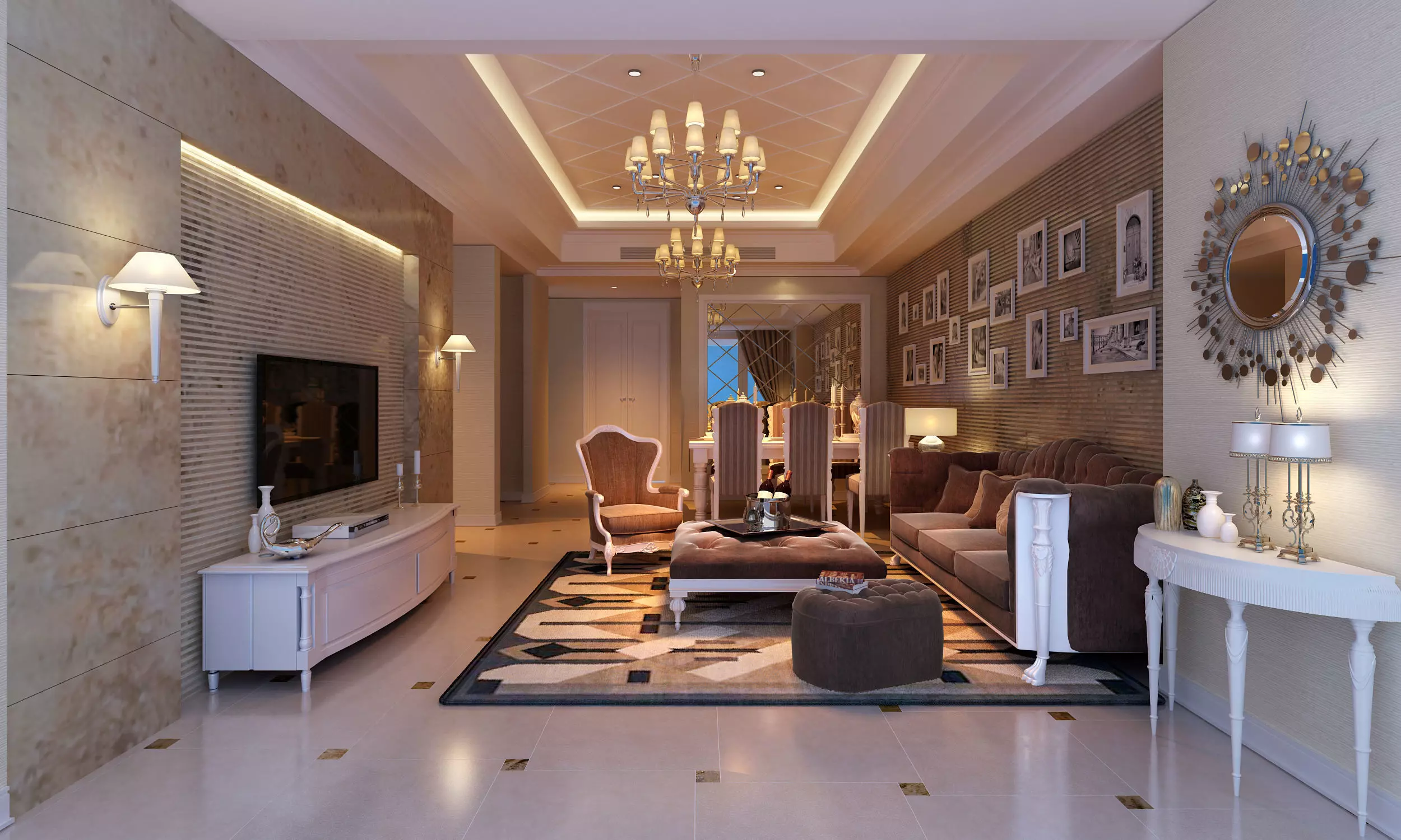 Classic Livingroom Interior 3D model_0