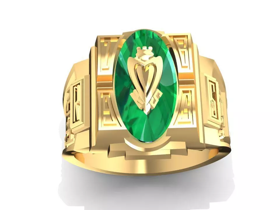 Mens Shield Gemstone Ring 3D Model 1076 3D print model